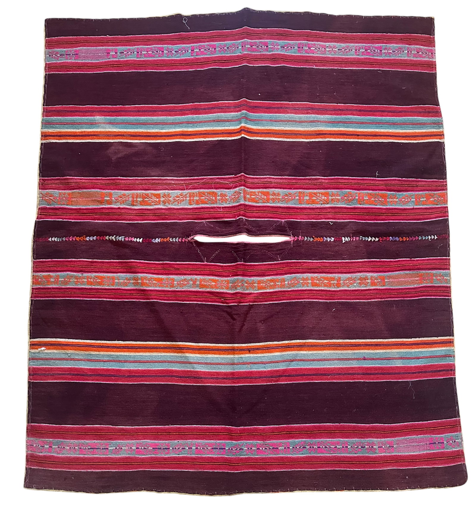 Antique Bolivian Aymara Wool Weave Textile – Poncho: Antique Bolivian Aymara Wool Weave Textile – Poncho good condition. Last Quarter of 19th Century. Size: 140 cms x 121 cms (55.5 ins x 47.5 ins). The Aymara are an indigenous people living in Bolivia