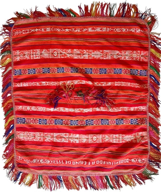 Antique Bolivian Aymara Wool Weave Textile – Poncho: Antique Bolivian Aymara Wool Weave Textile – Poncho good condition. Last Quarter of 19th Century. Size: 120 cms x 104 cms (47 ins x 41 ins). The Aymara are an indigenous people living in Bolivia, Pe