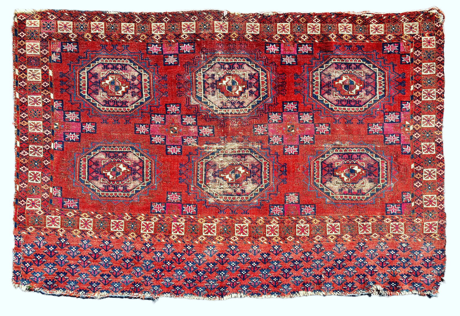Antique Early Turkmenistan Tekke Chuval Circa Wool and Silk On Wool Foundation 1820 (1 of 10)