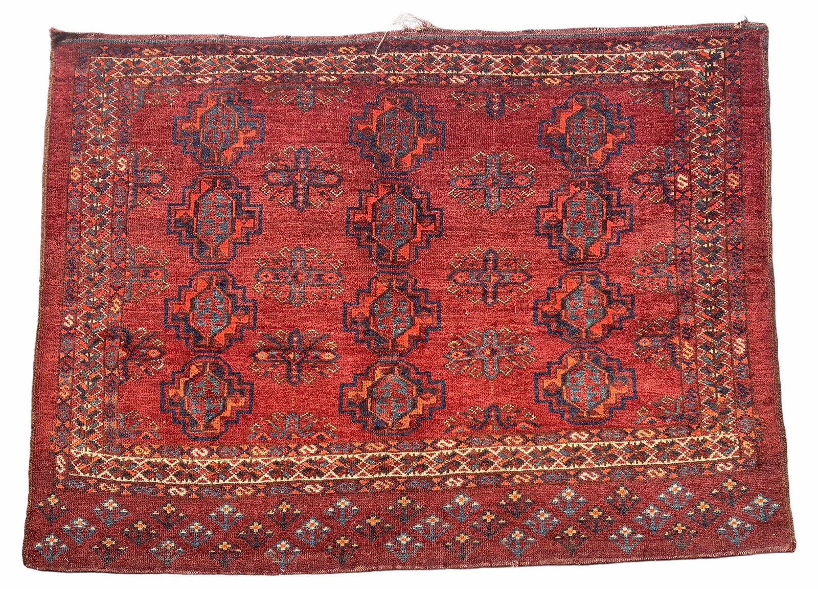 Antique Turkmen Ersari Chuval Wool on Woll Foundation Circa 1870 (1 of 9)