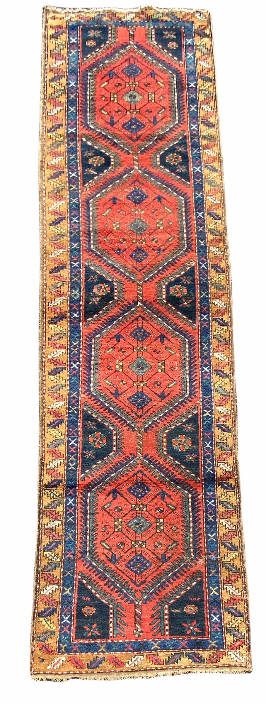 Antique Heriz Runner Wool On Cotton Foundation Circa 1900: Antique Heriz Runner Wool On Cotton Foundation Circa 1900. Size 352 cm x 98 cm (138.5 ins x 38.5 ins). TORG AUCTIONS offers bespoke packing and international and domestic shipping logistics for sold i