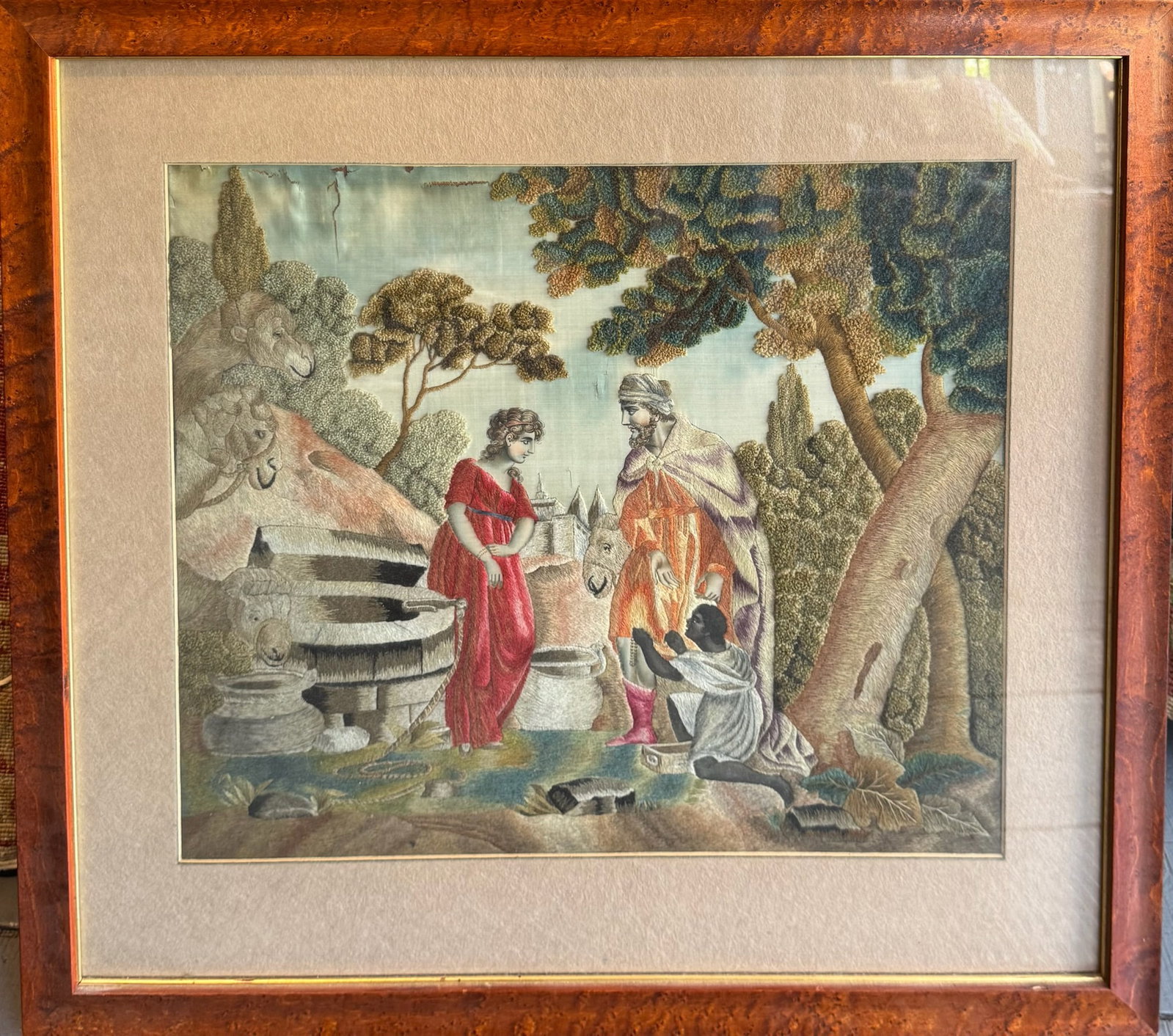 Rare Antique English Wool Embroidery On Silk Circa 1870: Rare Antique English Wool Embroidery On Silk Circa 1870. Size: 80cm x 75 cm (32 ins x 29 ins). TORG AUCTIONS offers bespoke packing and international and domestic shipping logistics for sold items. Pl