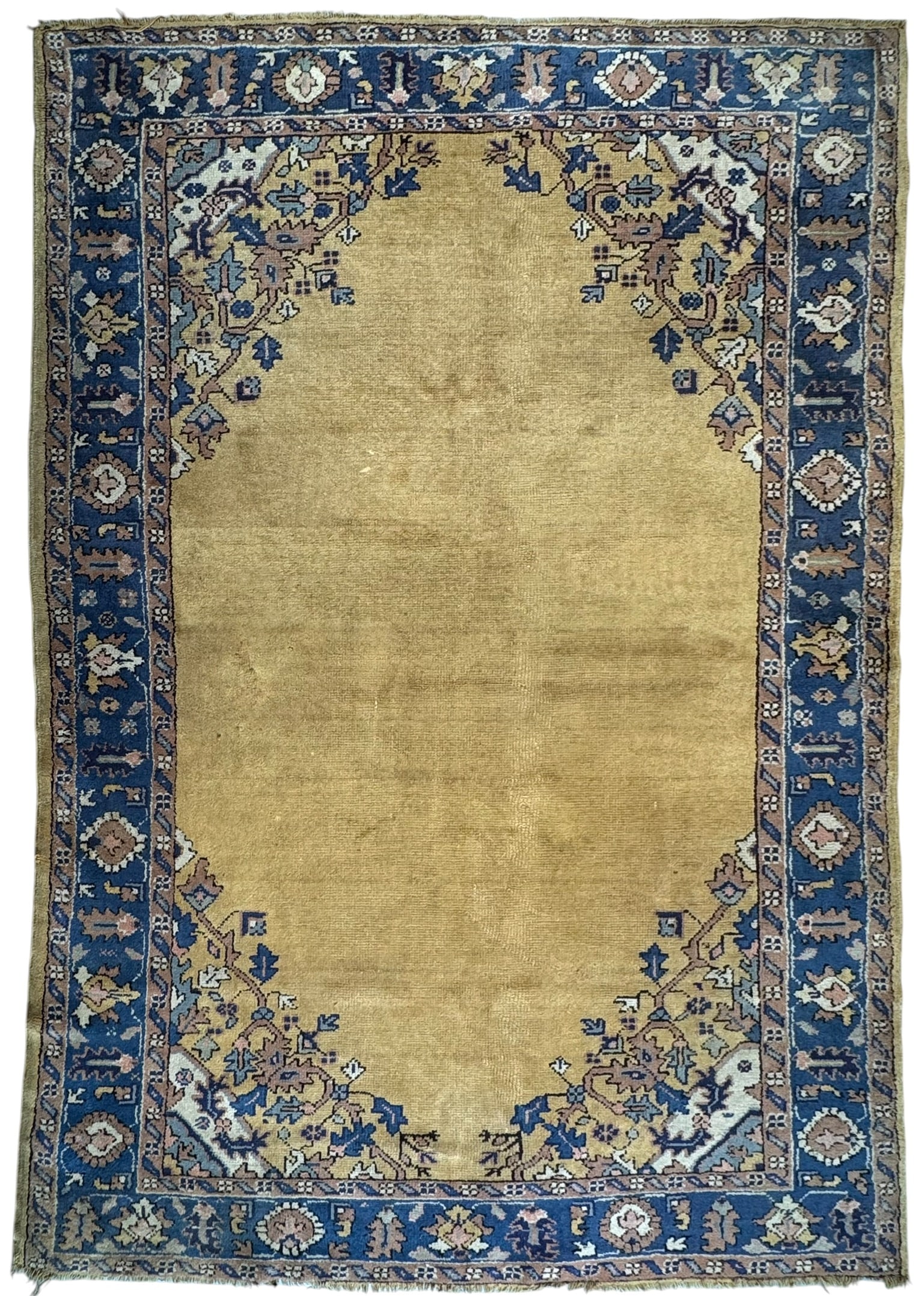 Antique Golden Turkish Ushak Wool On Wool Foundation Circa 1920: Antique Golden Turkish Ushak Wool On Wool Foundation Circa 1920. Size: 263 cm x 199 cm ( 103 ins x 70 ins). TORG AUCTIONS offers bespoke packing and international and domestic shipping logistics for s