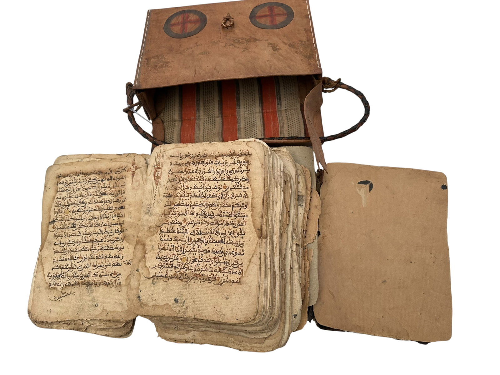 Antique North African Quran Circa 1850: Antique North African Quran Circa 1850. Size: 24 cm x 20 cm (9 ins x 8 ins). TORG AUCTIONS offers bespoke packing and international and domestic shipping logistics for sold items. Please contact us fo