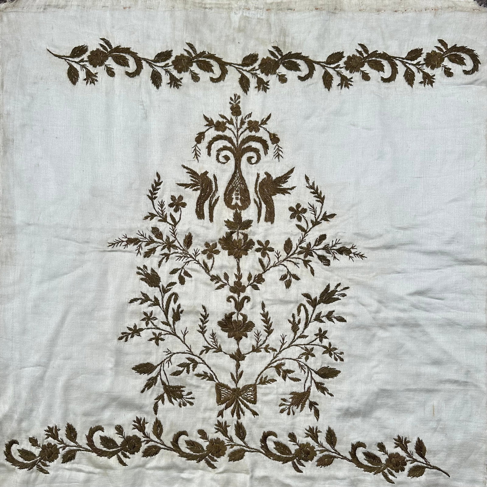 Antique Ottoman Cushion Cover Gold Thread On Silk Foundation Cica 1880: Antique Ottoman Cushion Cover Gold Thread On Silk Foundation Cica 1880. Size: 80 cm x 80 cm (31 ins x 31ins). TORG AUCTIONS offers bespoke packing and international and domestic shipping logistics for