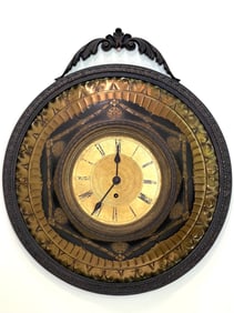 Payne, 163 New Bond Street Late 19th C. Tole “Ox-Eye” Wall Clock