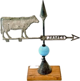 20th C. Lightning Rod With Figural Weathervane