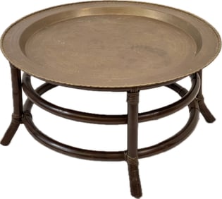 Round Etched Brass Tray Table