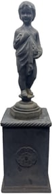 Garden Figural Statue of a Child on Plinth