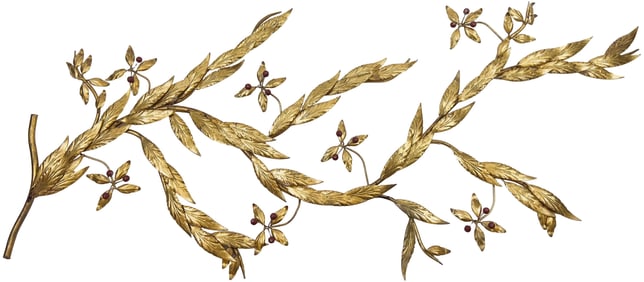 Gilt Metal Laurel and Berry Wall Sculpture