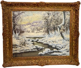 Laszlo Neogrady (Hungarian, 1896-1962)  Winter Scene Oil on Canvas