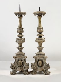 Pair Of 19th Century Italian Baroque Style Candlesticks