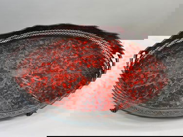 The FEDERALIST Footed Butlers Tray With Faux Tortoise Shell