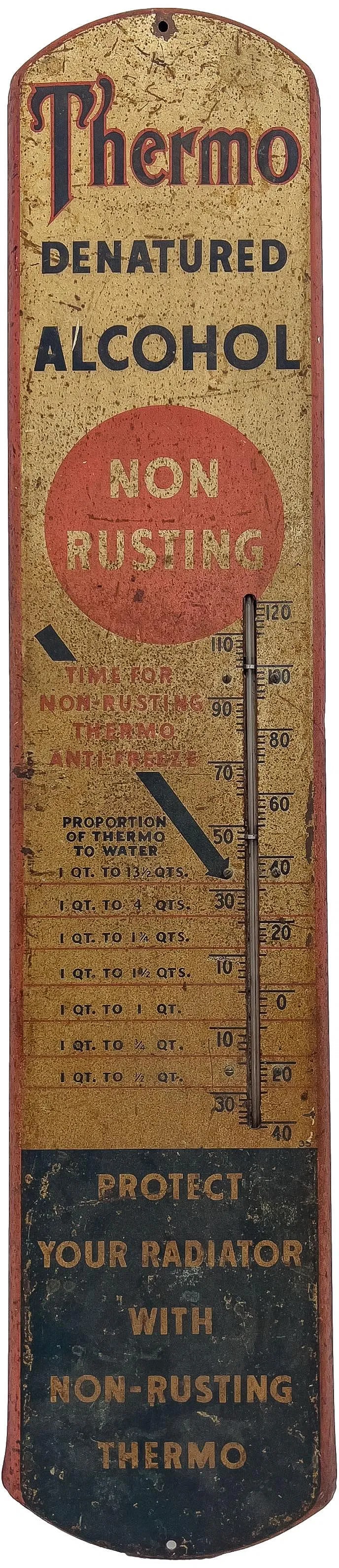 Tin Thermo Alcohol Anti-Freeze Thermometer Sign (1 of 7)