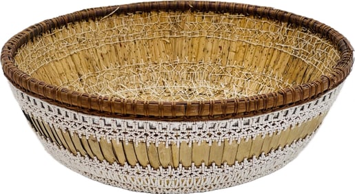 Balinese Beaded Temple Offering Basket, 1940s