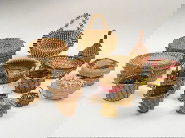 Collection of Handwoven Baskets and Trinket Boxes