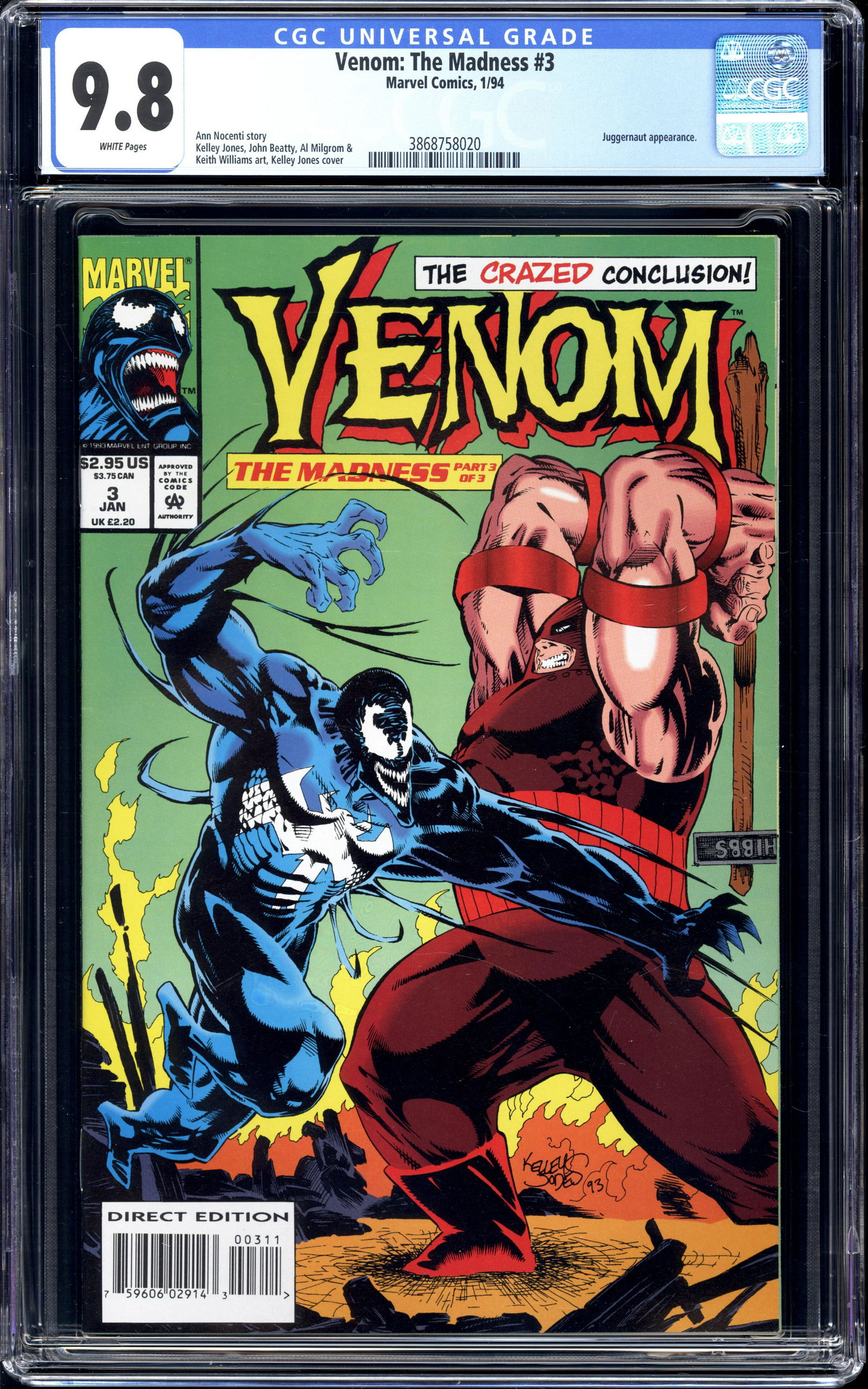 Venom: The Madness #3 CGC 9.8 Highest existing CGC grade (1 of 2)