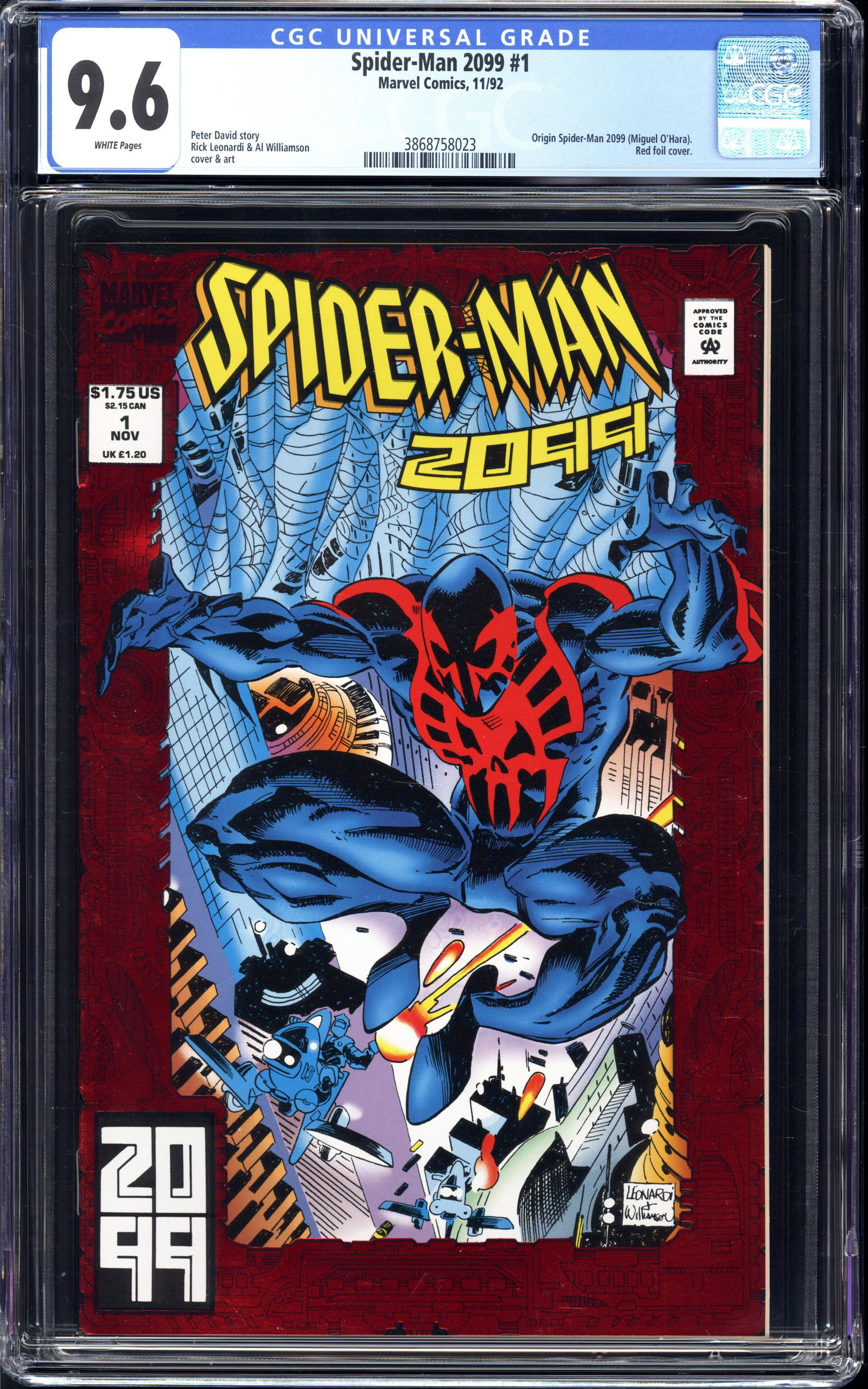 Spider-Man 2099 #1 CGC 9.6 Origin Spider-Man 2099 Red foil cover (1 of 2)