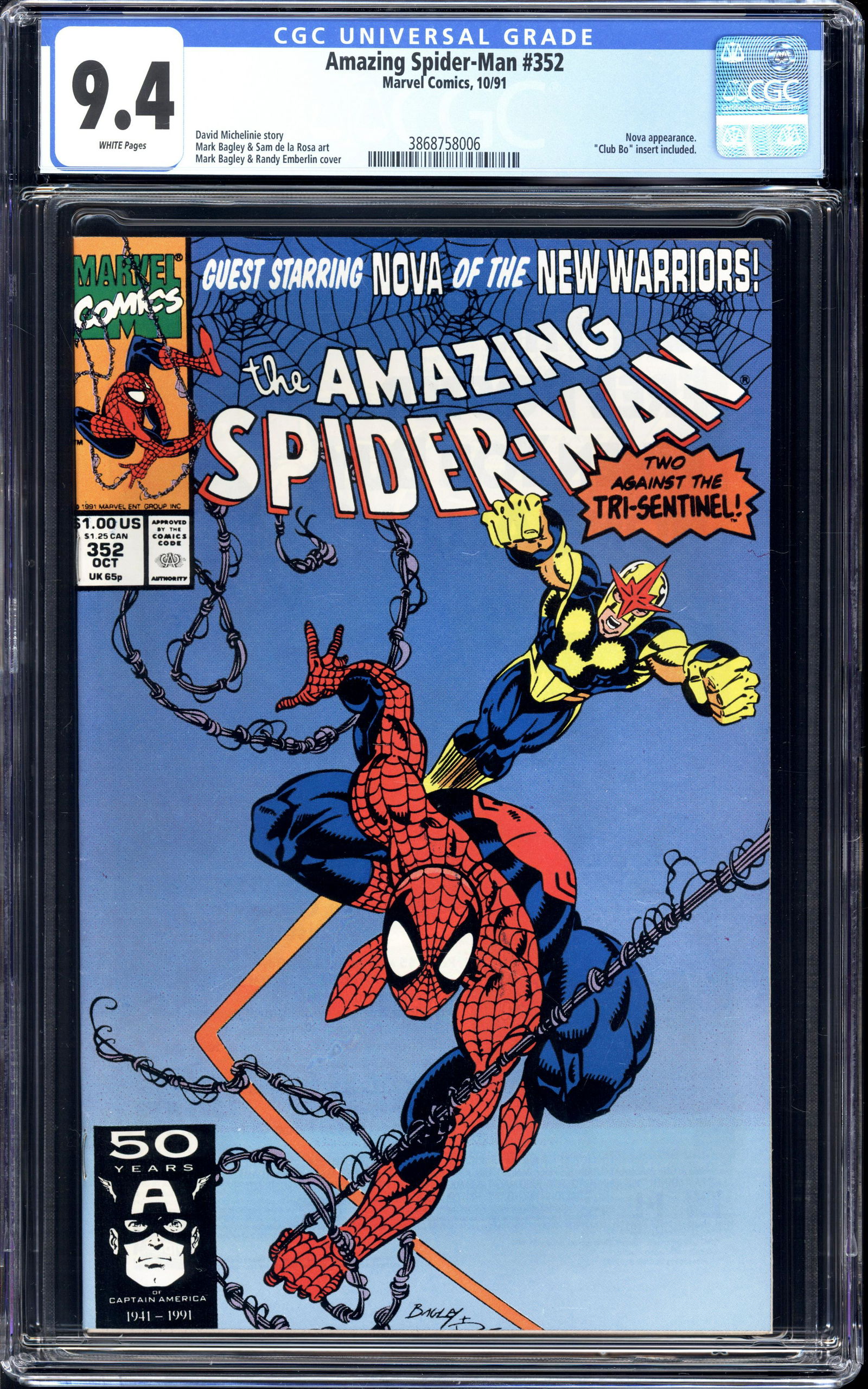 Amazing Spider-Man #352 CGC 9.4 Nova appearance (1 of 2)