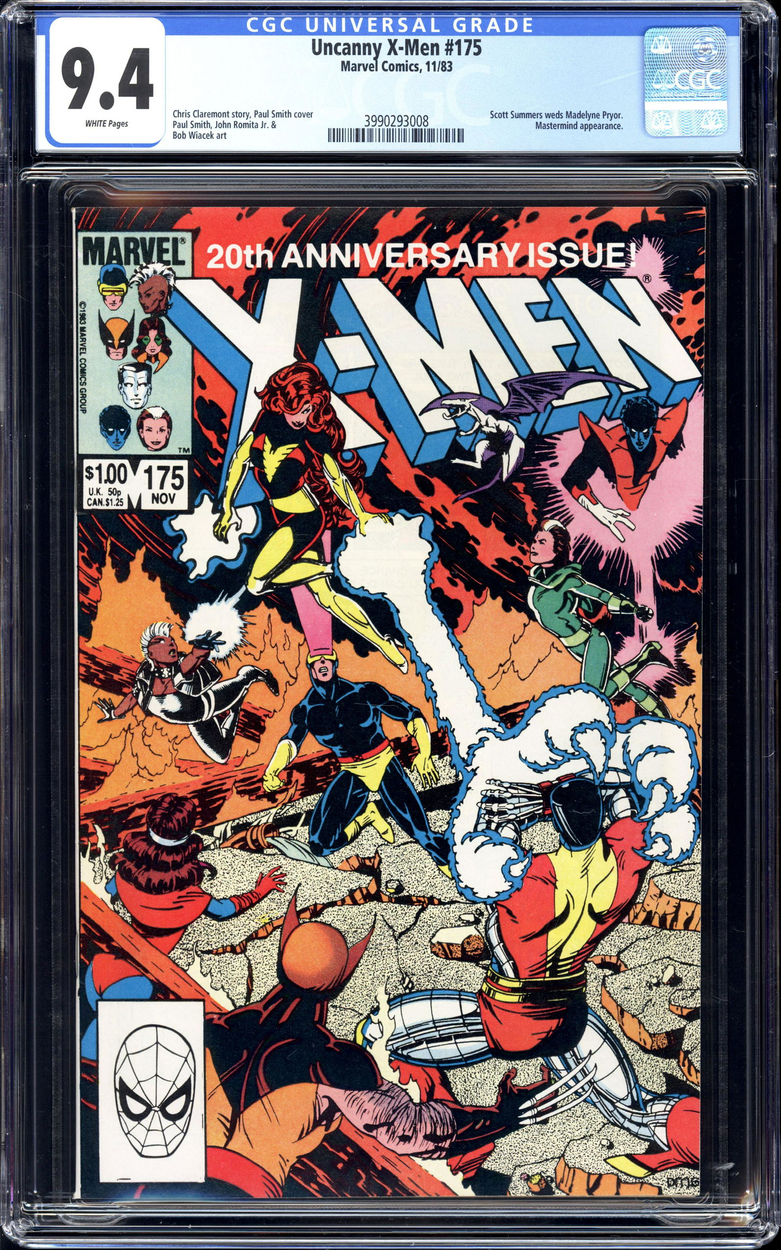 Uncanny X-Men #175 CGC 9.4 White pages Scott Summers weds (1 of 2)