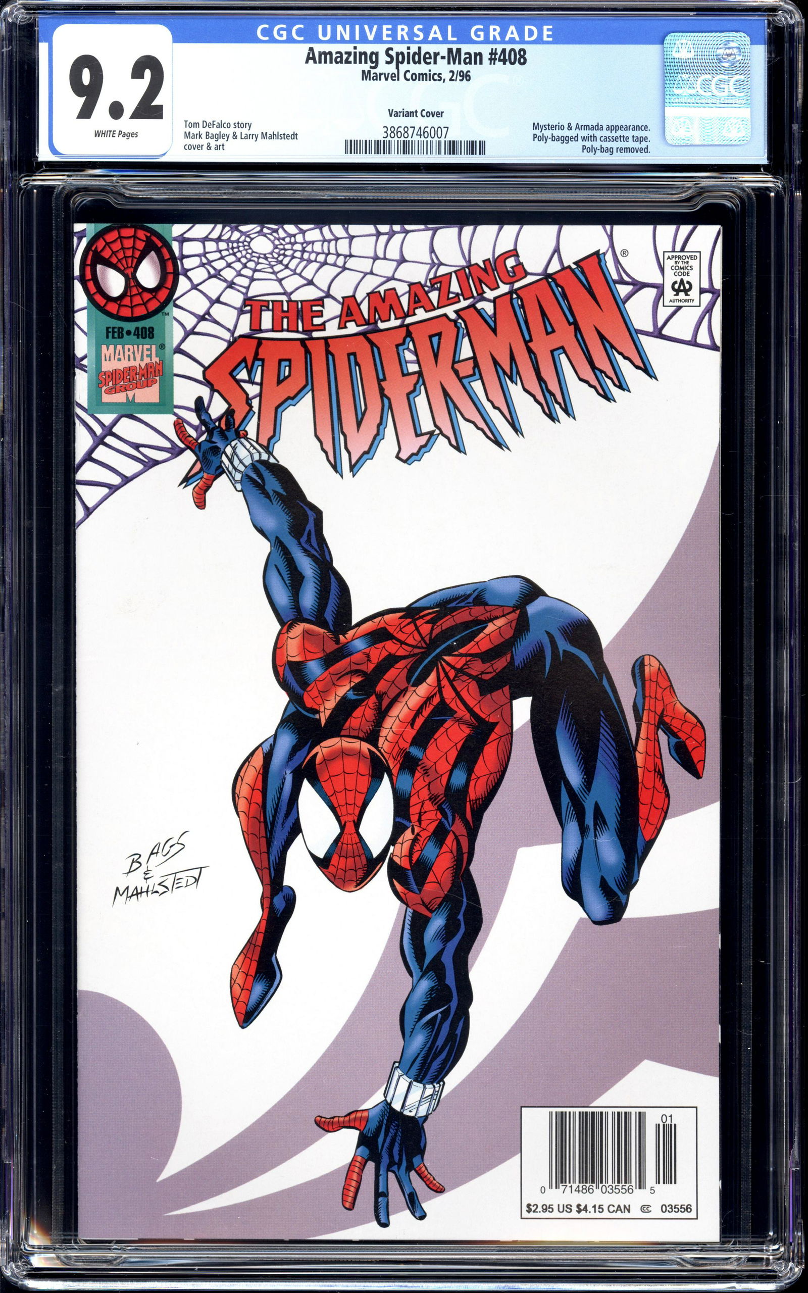 Amazing Spider-Man #408 CGC 9.2 Variant Cover Mysterio app (1 of 2)
