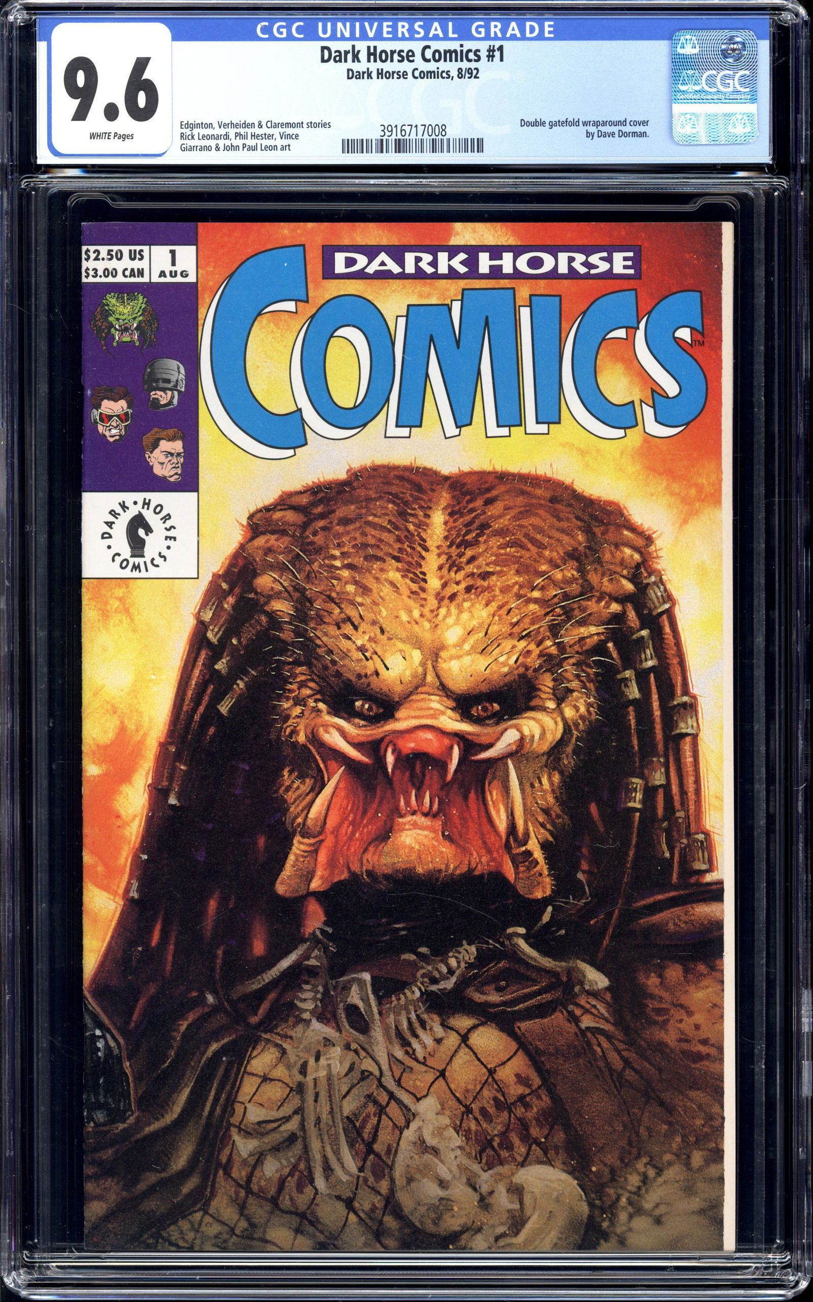 Dark Horse Comics #1 CGC 9.6 August 1992 gatefold cover (1 of 2)