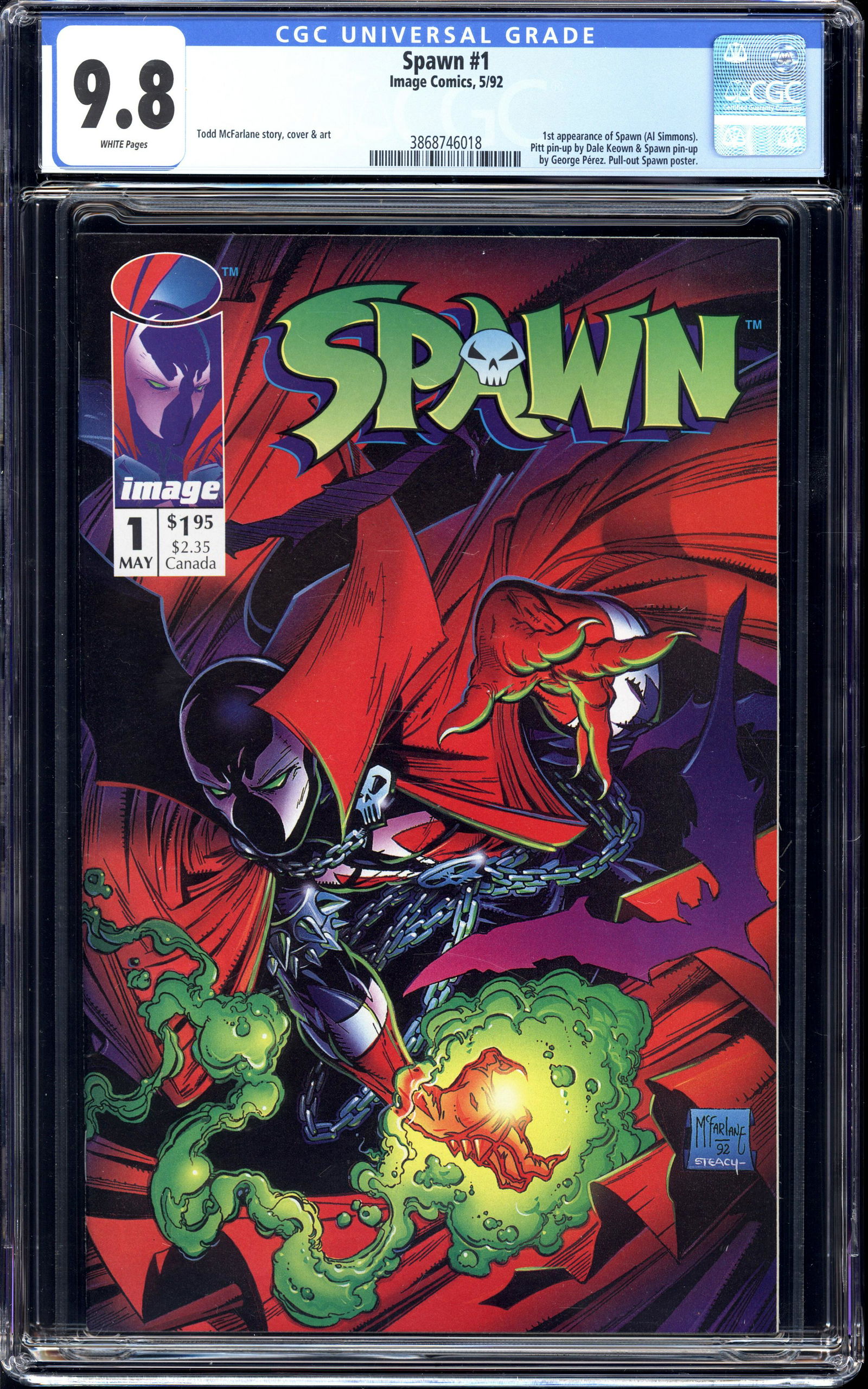 Spawn #1 CGC 9.8 Todd McFarlane 1st appearance of Spawn (1 of 2)