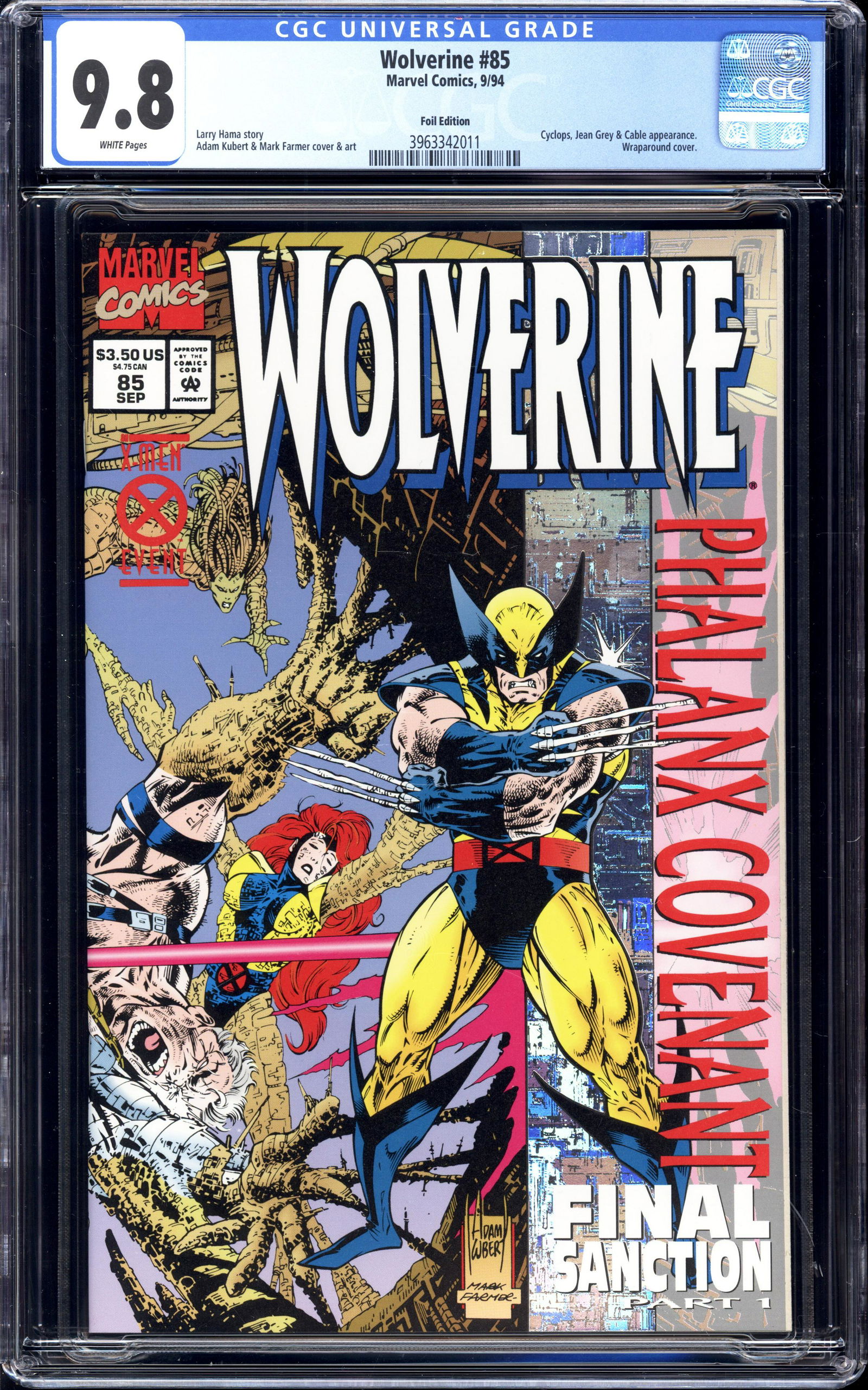 Wolverine #85 CGC 9.8 Foil edition Cyclops, Jean Grey and Cable (1 of 2)