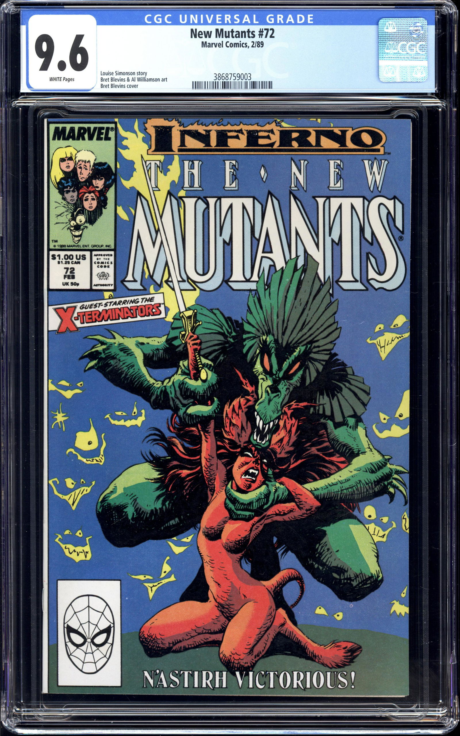 New Mutants #72 CGC 9.6 Louise Simonson story February 1989 (1 of 2)