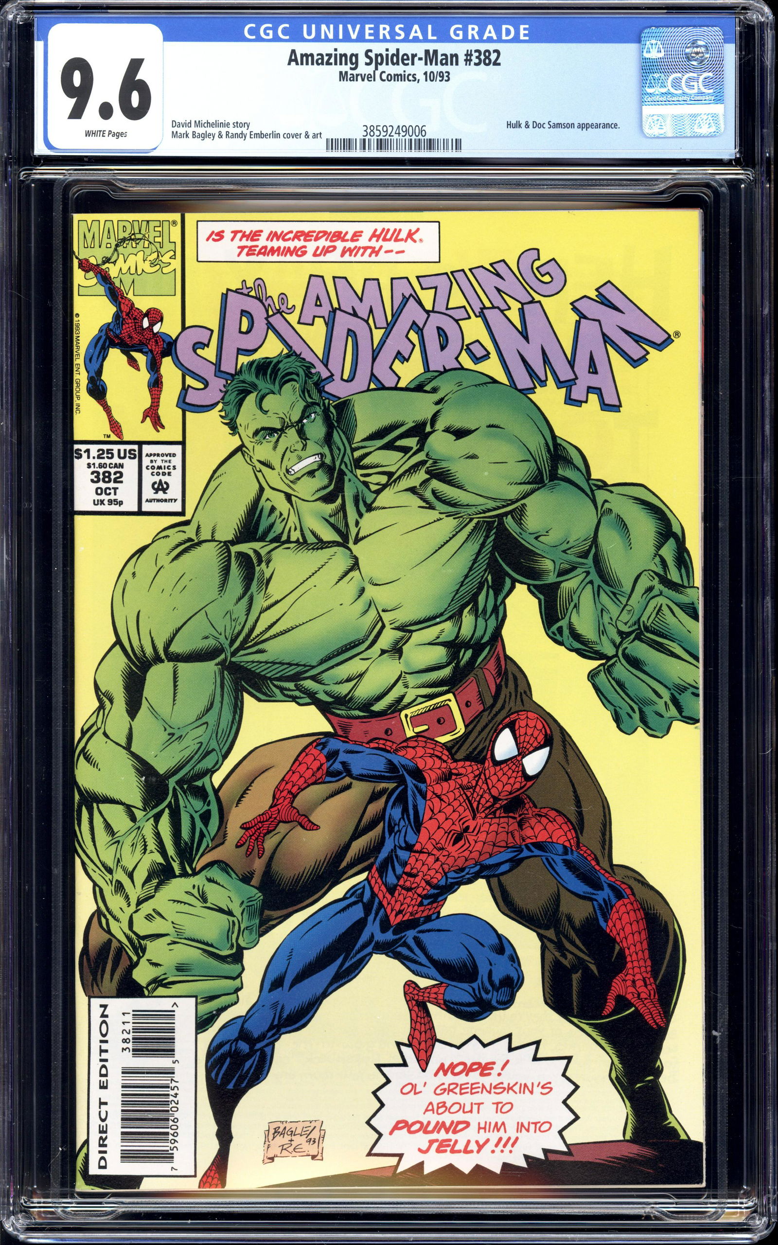 Amazing Spider-Man #382 CGC 9.6 Hulk and Doc Samson app. (1 of 2)