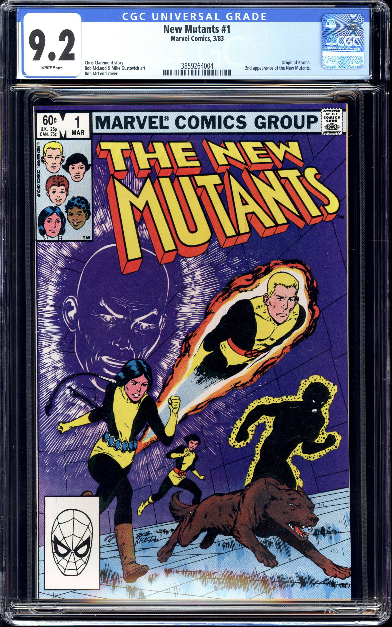 New Mutants #1 CGC 9.2 Origin of Karma. 2nd app New Mutants (1 of 2)