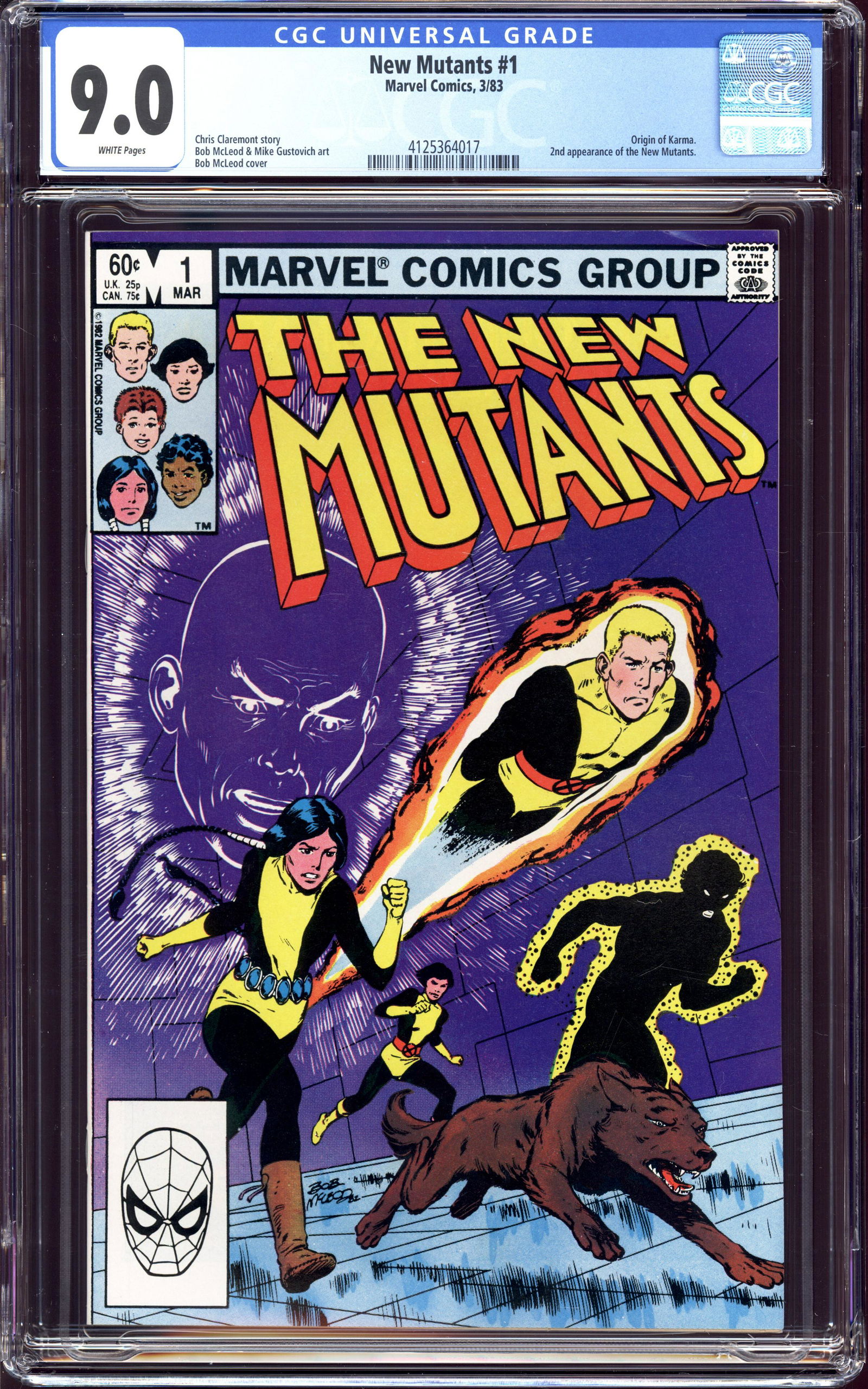 New Mutants #1 CGC 9.0 Origin Karma. 2nd app. New Mutants (1 of 2)
