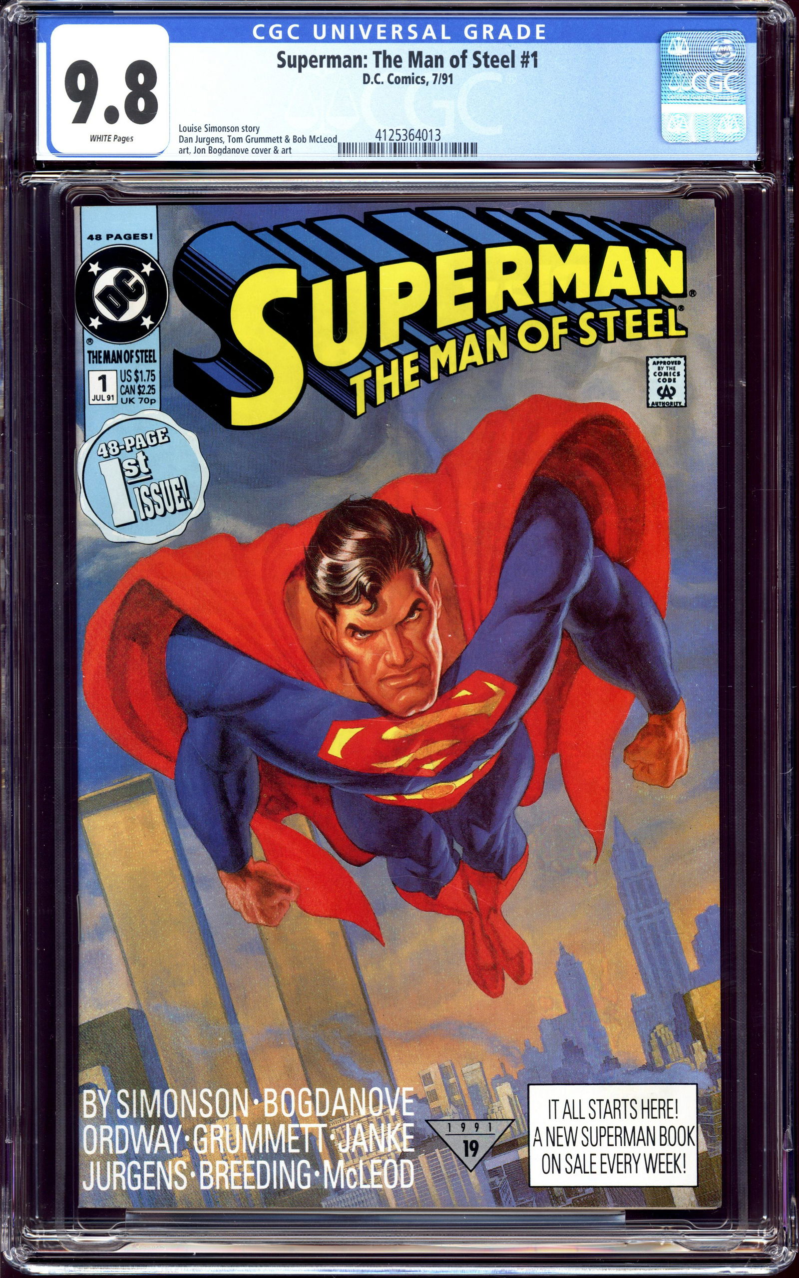 Superman: The Man of Steel #1 CGC 9.8 Highest CGC grade (1 of 2)
