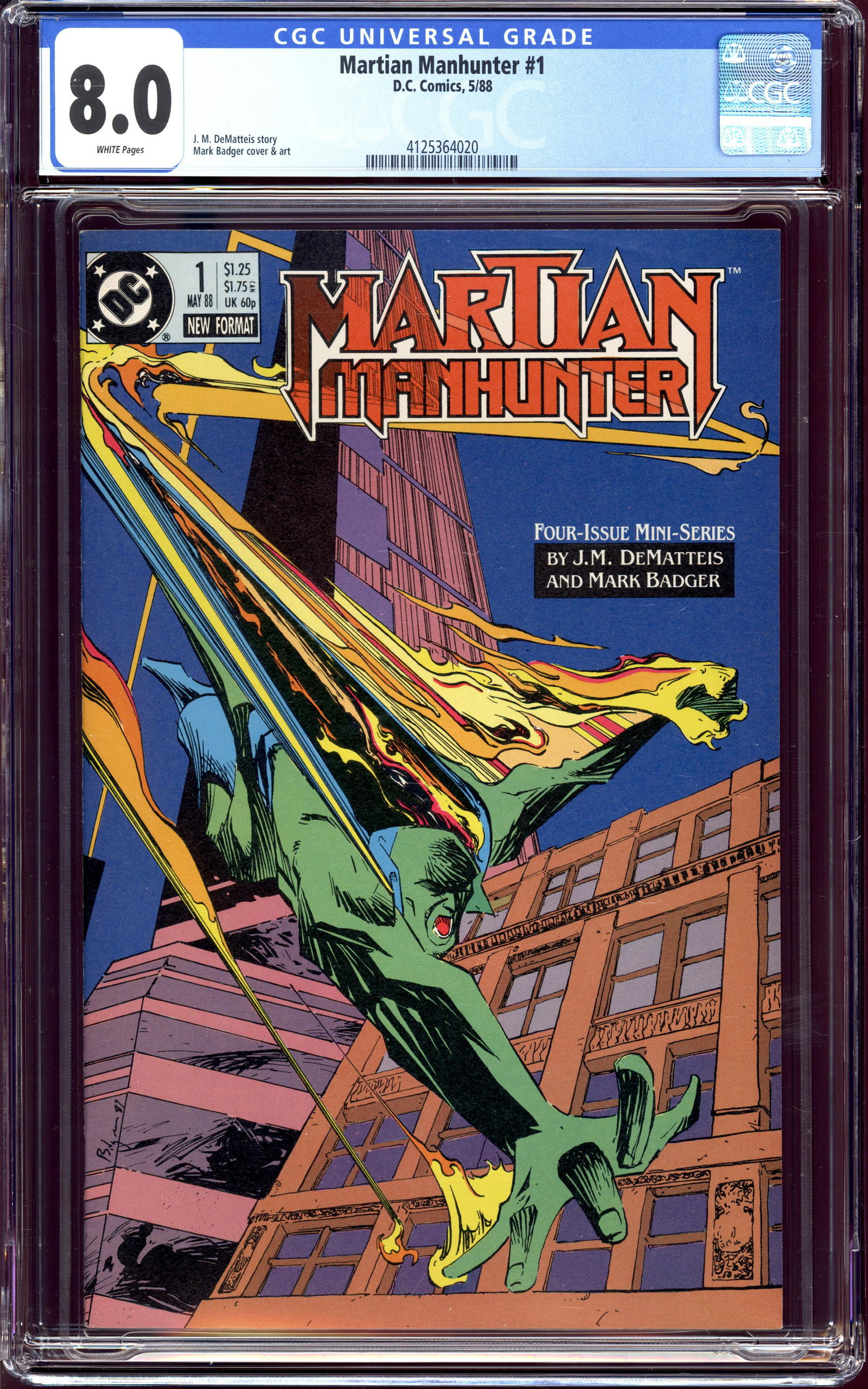 Martian Manhunter #1 CGC 8.0 CGC 8.0 Very Fine condition: Martian Manhunter #1 CGC 8.0 CGC 8.0 Very Fine condition J. M. DeMatteis story Badger art. Item measures 13 x 8.25 x 0.75 inches. Item weight is 1 lb 2 oz. There may be a glare in the image which was 