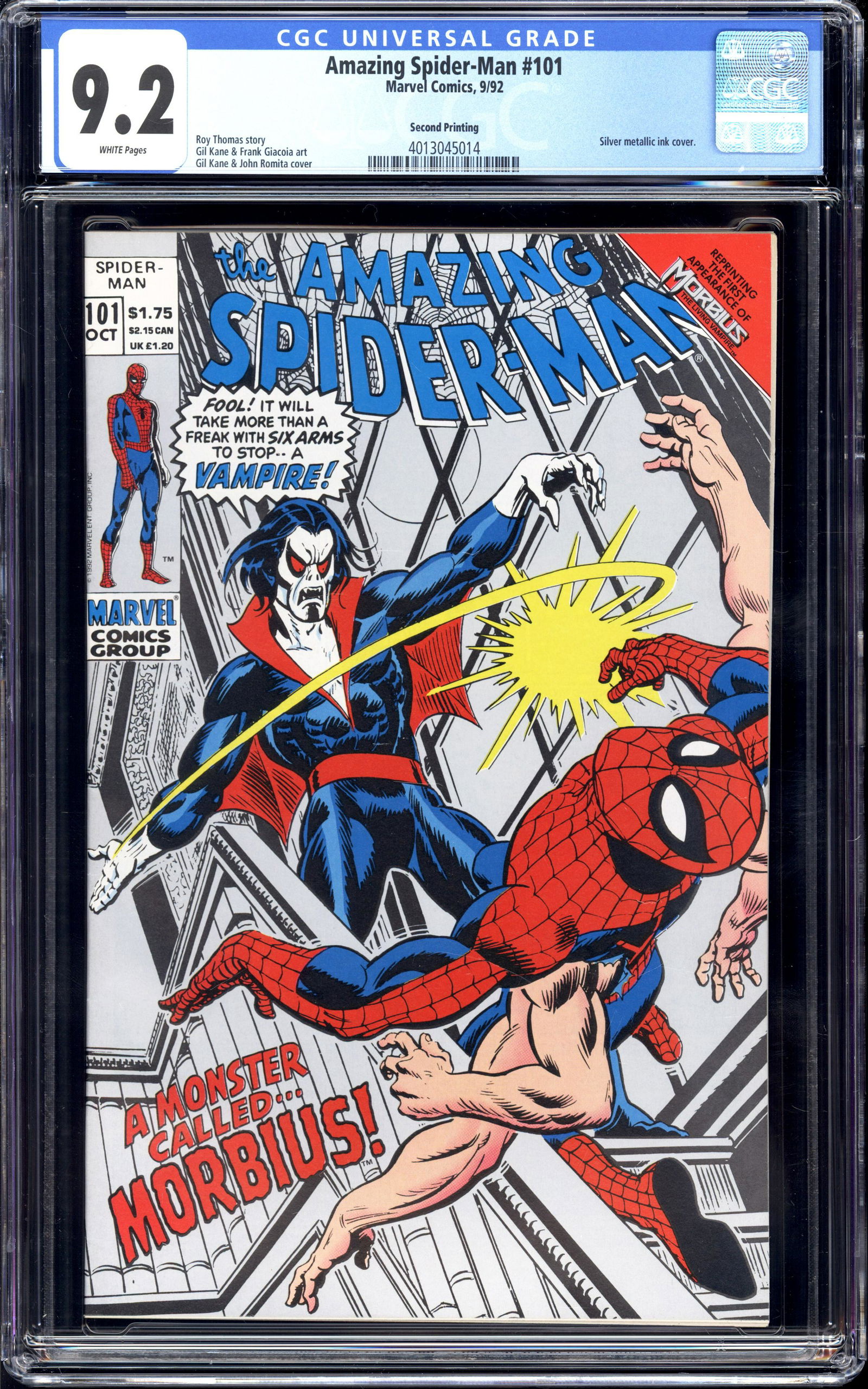 Amazing Spider-Man #101 Second Printing CGC 9.2 Published 1992 (1 of 2)