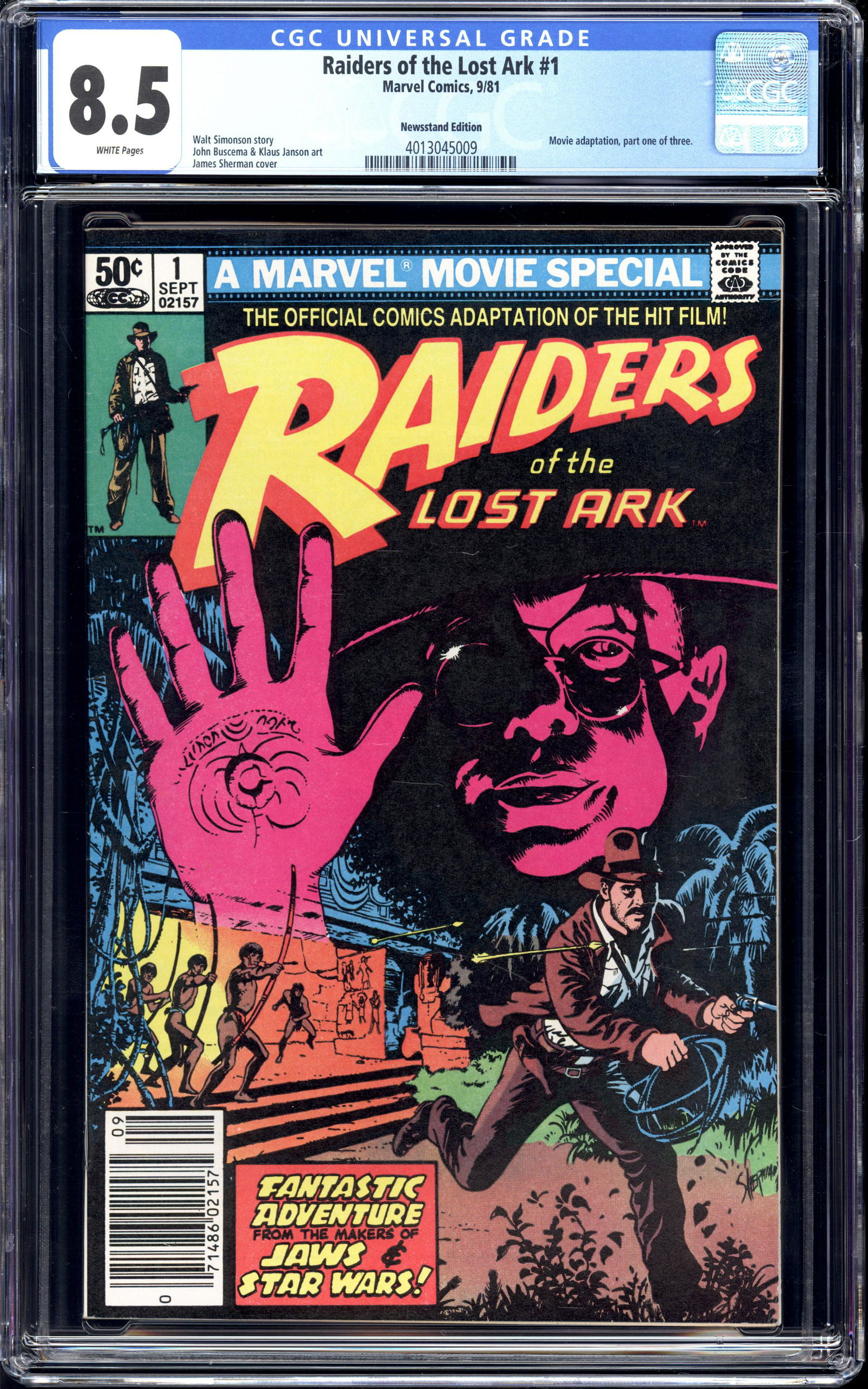 Raiders of the Lost Ark #1 CGC 8.5 Newstand Edition Sept 1981 (1 of 2)