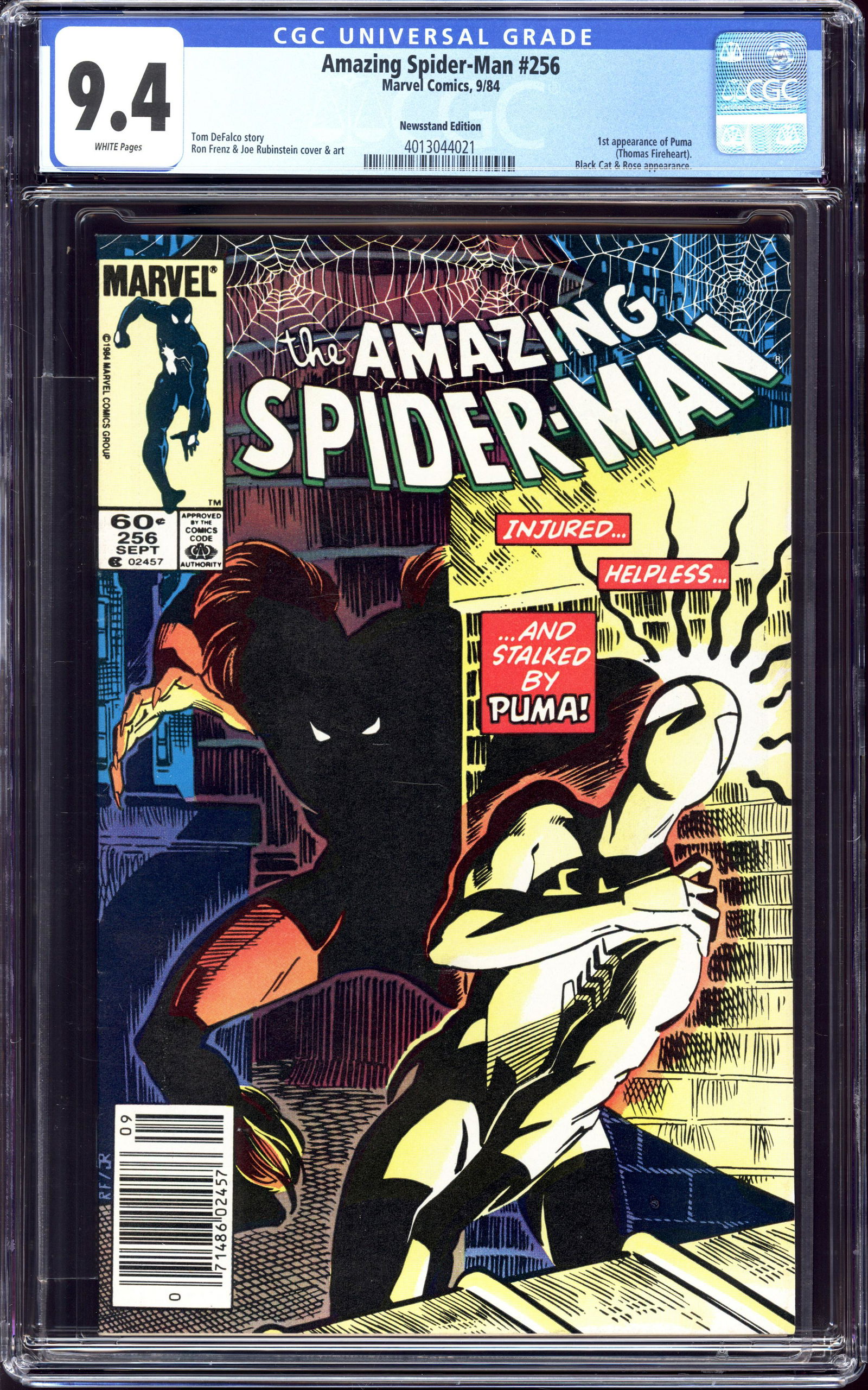 Amazing Spider-Man #256 1st app. of Puma, Newstand (1 of 2)