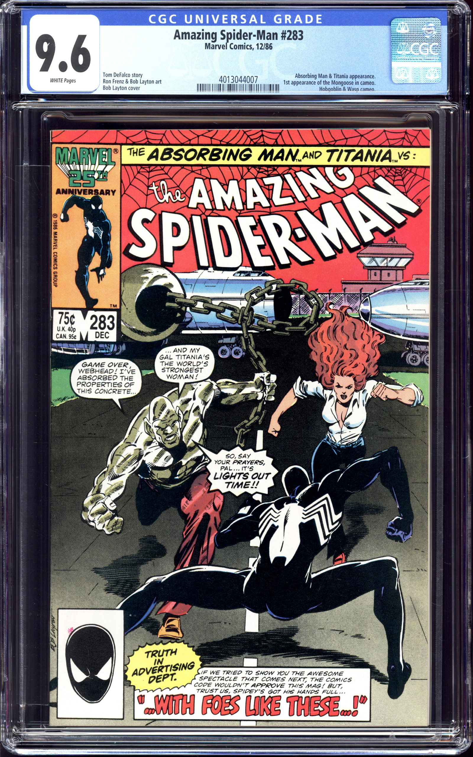 Amazing Spider-Man #283 CGC 9.6 !st app Mongoose (1 of 2)
