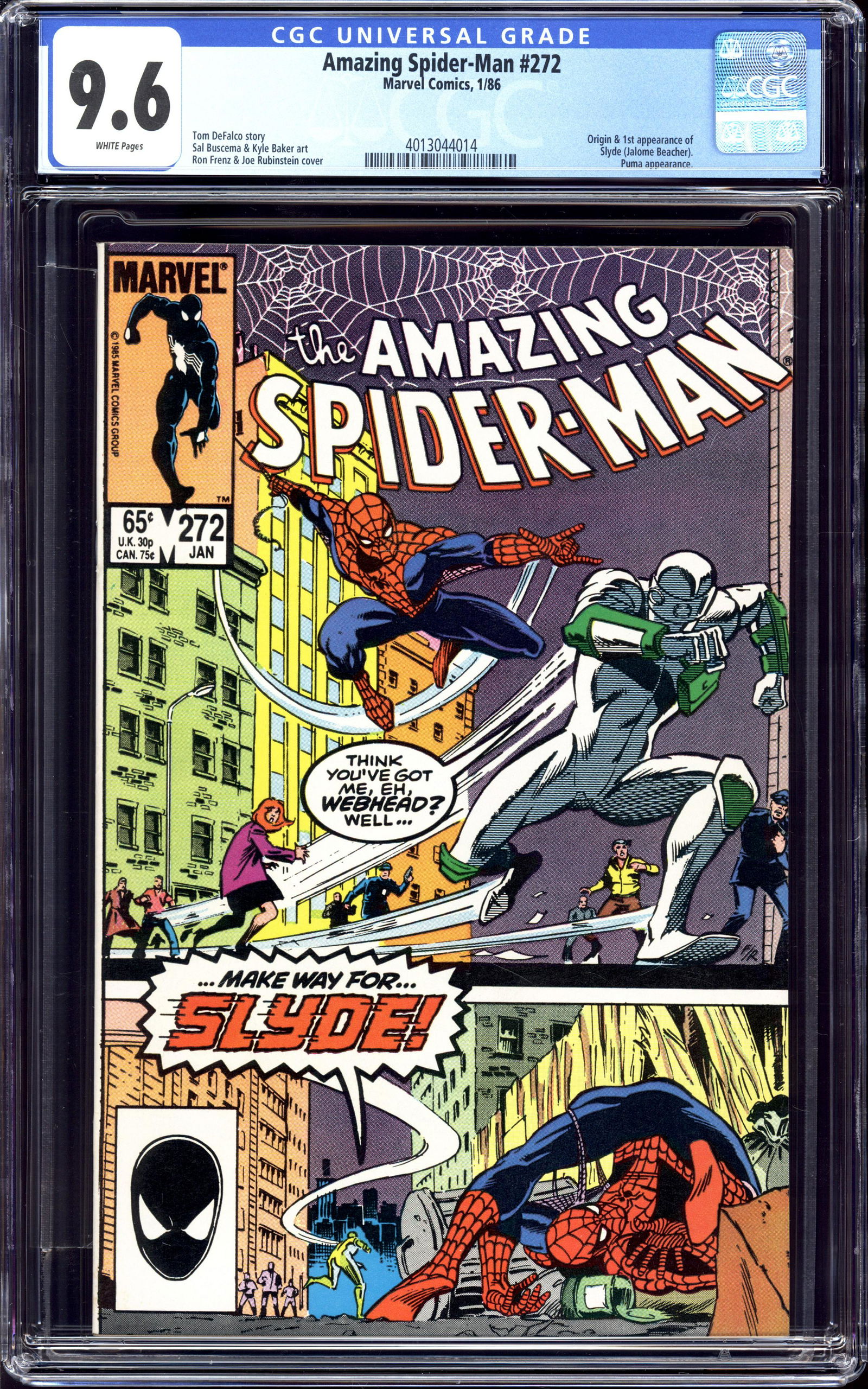 Amazing Spider-Man #272 CGC 9.6 1st app of Slyde (1 of 2)