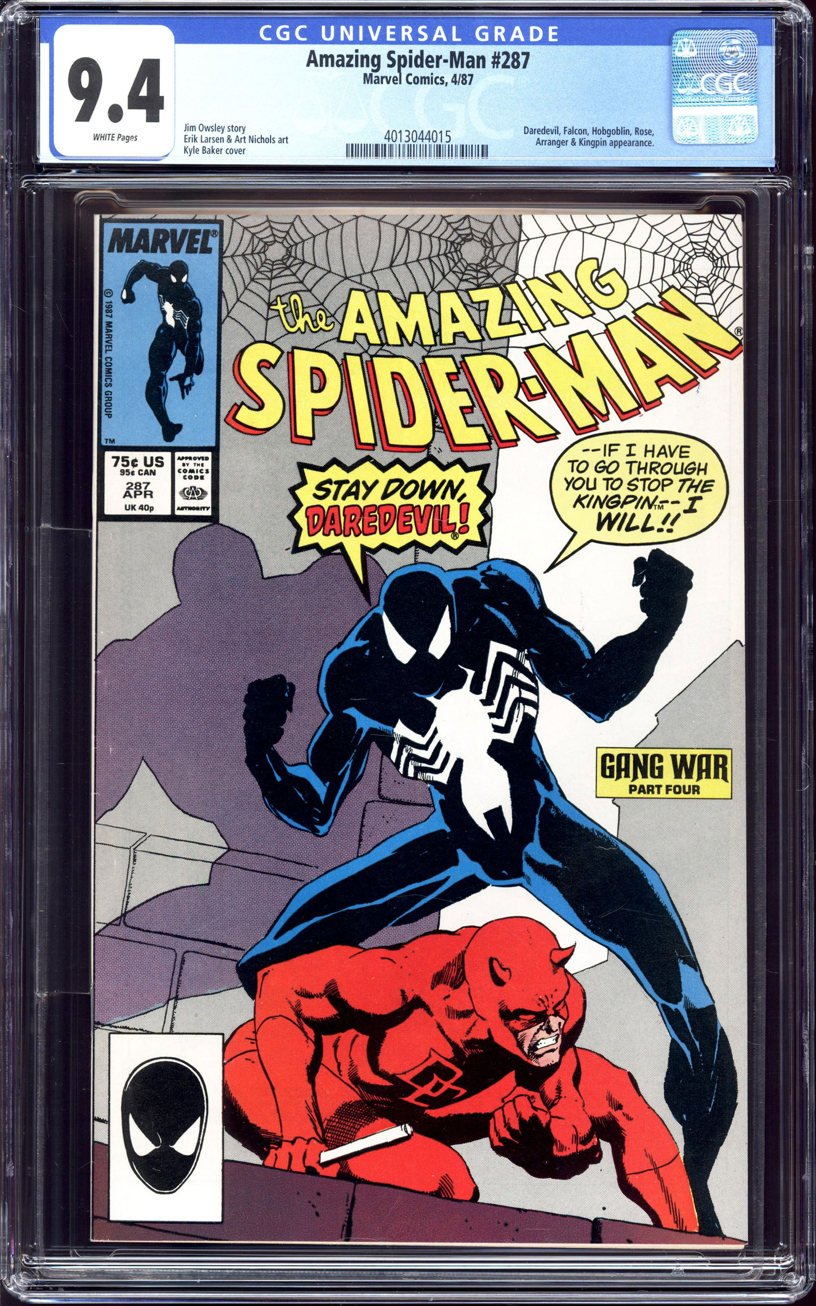 Amazing Spider-Man #287 CGC 9.4 Daredevil appears (1 of 2)