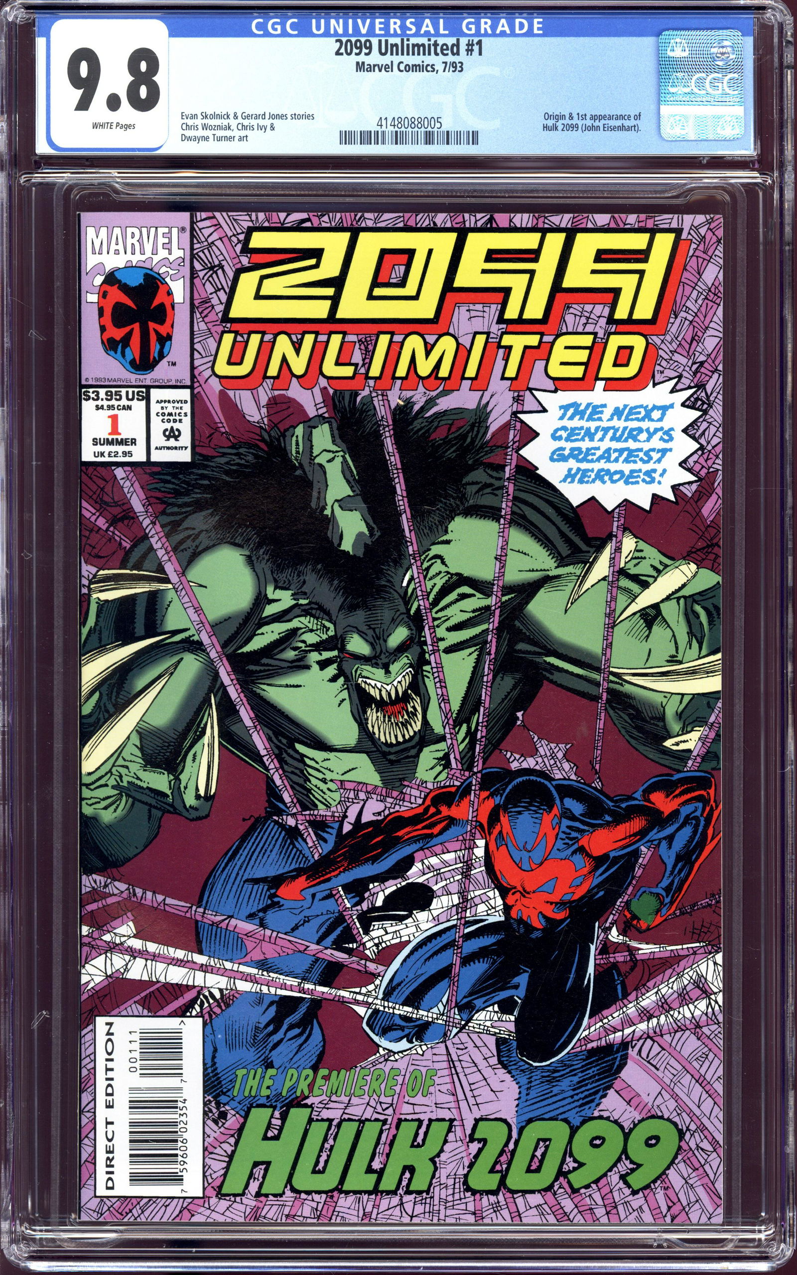 2099 Unlimited #1 CGC 9.8 Origin/1st app of Hulk 2099 (1 of 2)