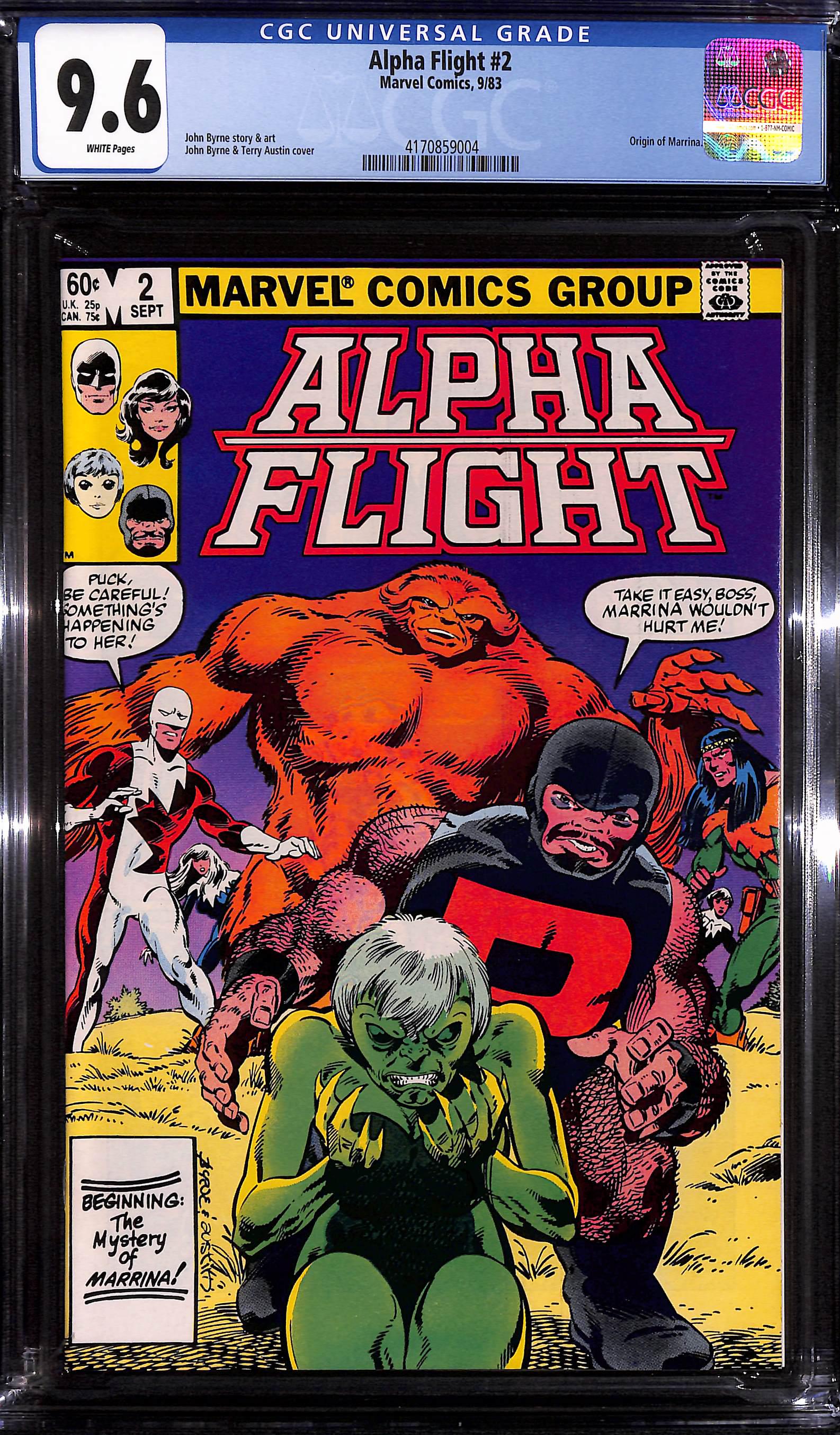 Alpha Flight #2 Origin of Marrina CGC 9.6 White pages (1 of 2)