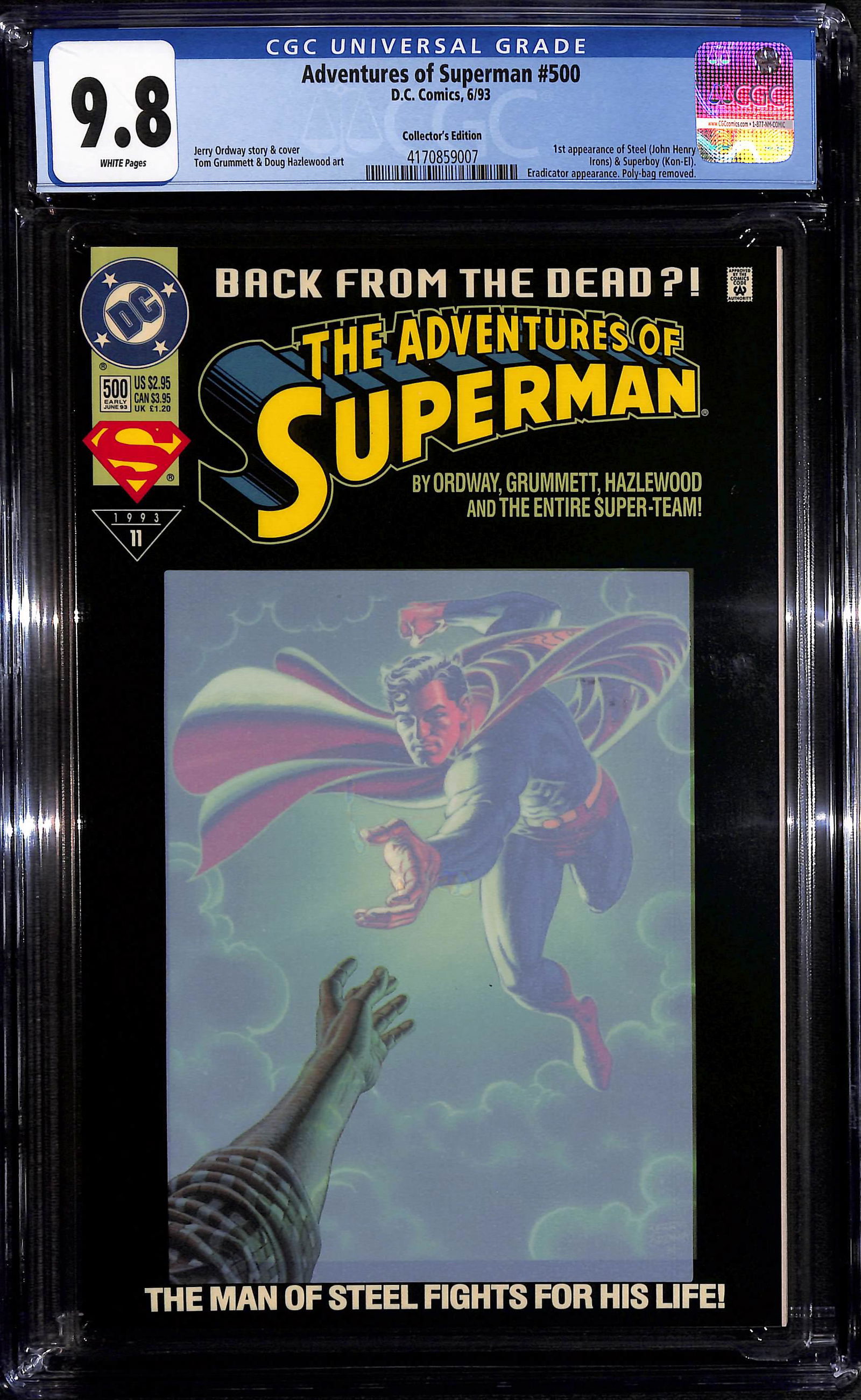 Adventures of Superman #500 CGC 9.8 1st app Steel Pub. 1993 (1 of 2)
