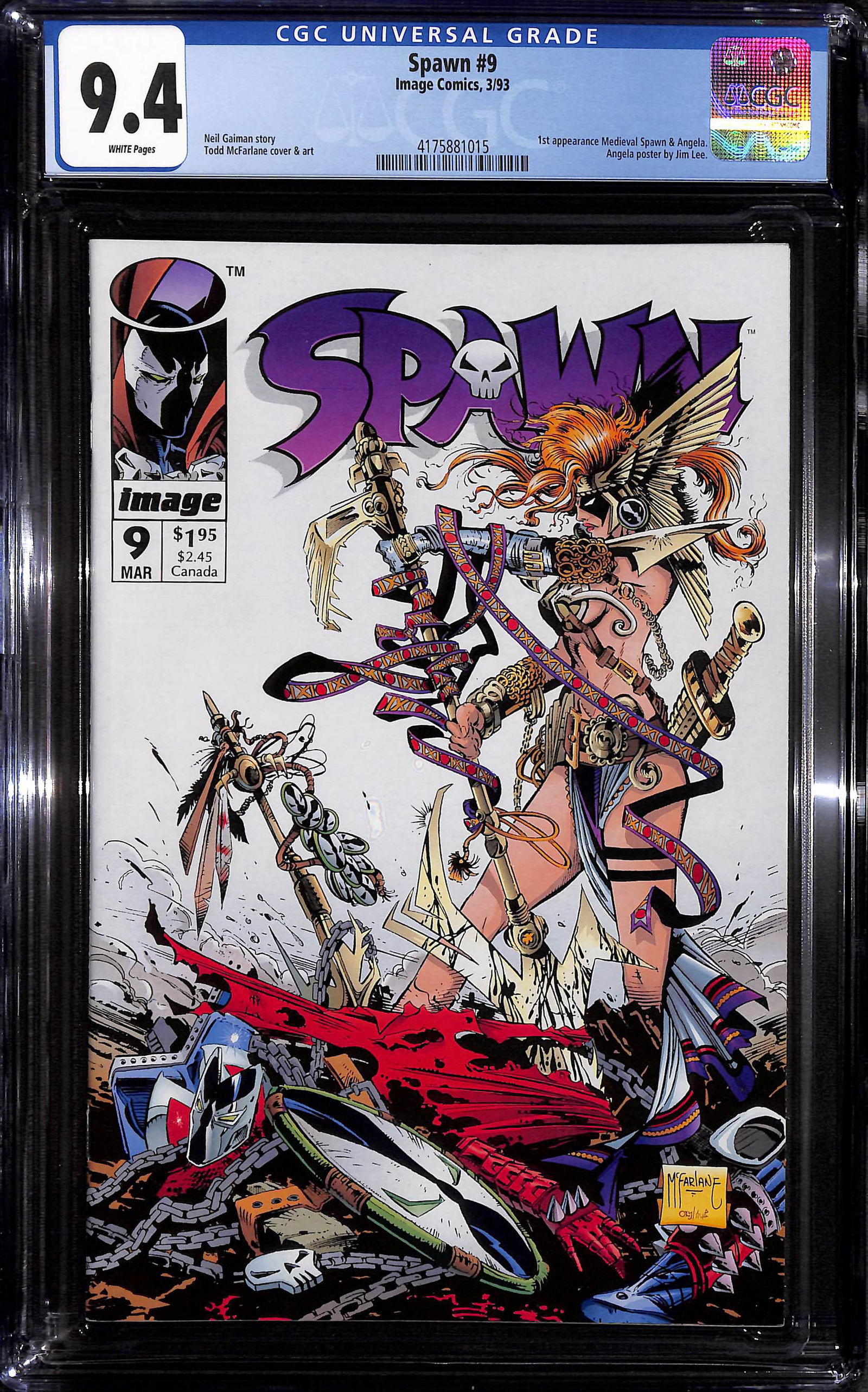 Spawn #9 CGC 9.4 1st app. of Medieval Spawn & Angela. 3/93 (1 of 2)
