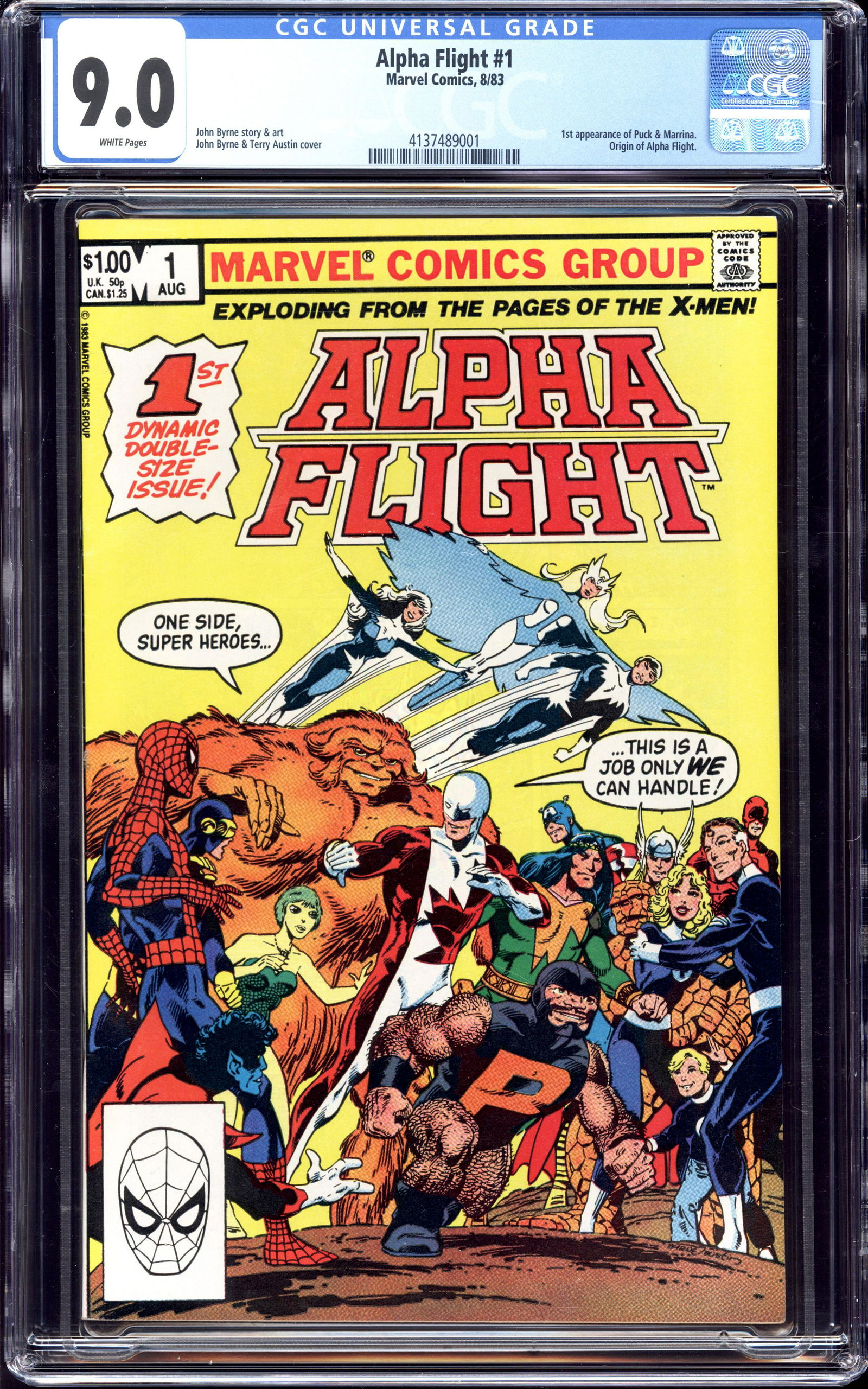 Alpha Flight #1 CGC 9.0 1st app of Puck and Marrina - Origin (1 of 2)