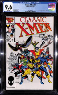 Classic X-Men #1 CGC 9.6 Chris Claremont story Bolton/Adams a: Classic X-Men #1 published by Marvel Comics in September of 1986. CGC graded 9.6 (2nd highest CGC grade at the time of this writing.) Frontispiece by Arthur Adams. Back Cover pin-up by John Bolton. Ch