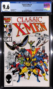 Classic X-Men #1 CGC 9.6 Chris Claremont story Bolton/Adams a: Classic X-Men #1 published by Marvel Comics in September of 1986. CGC graded 9.6 (2nd highest CGC grade at the time of this writing.) Frontispiece by Arthur Adams. Back Cover pin-up by John Bolton. Ch