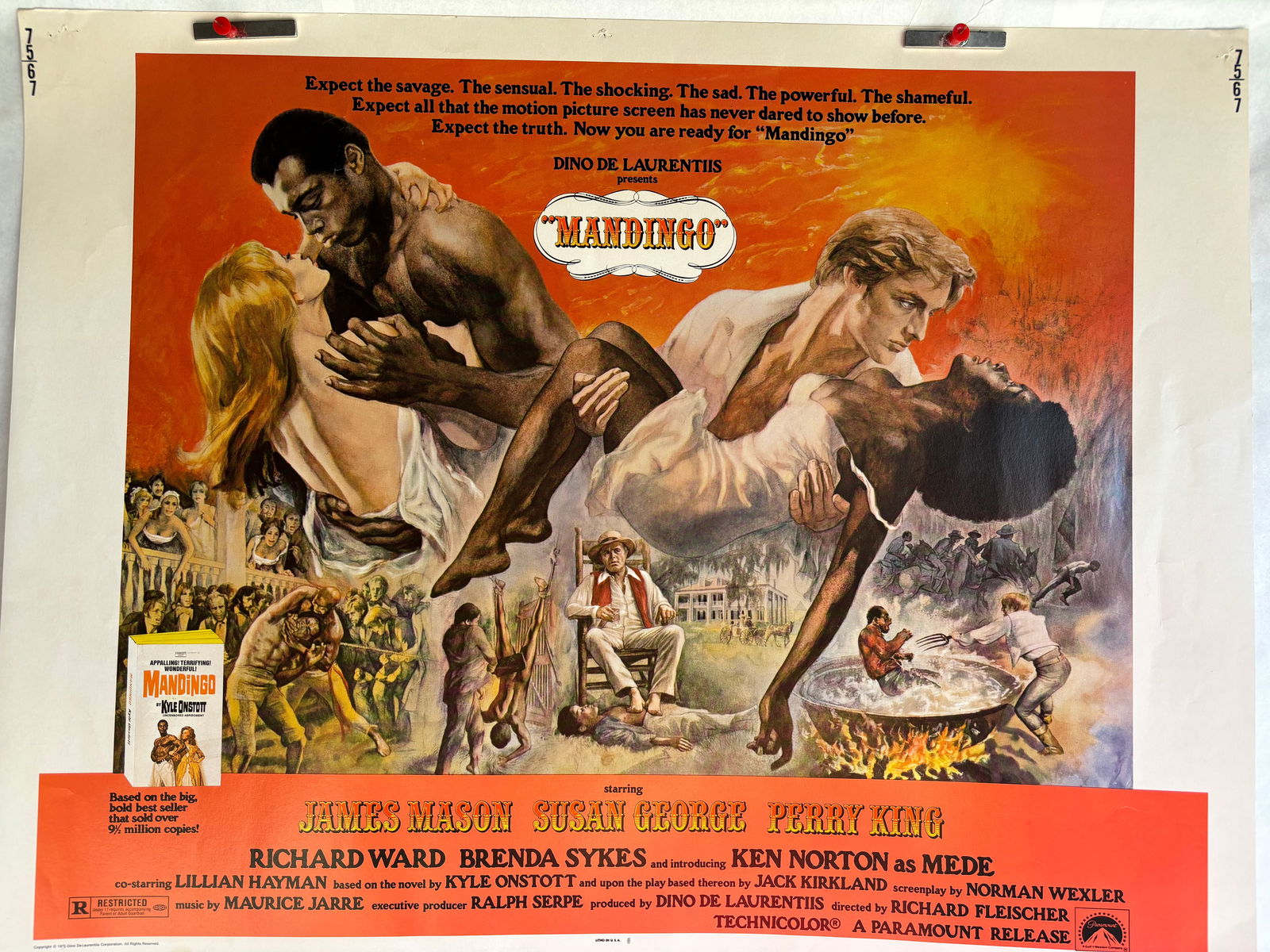 Mandingo (Paramount, 1975) Half Sheet Poster: Mandingo (Paramount, 1975). Rolled Original Half Sheet Movie Poster (22 x 28"). Exploitation. Starring James Mason, Susan George, Perry King, Richard Ward, Brenda Sykes, Ken Norton, Lillian Hayman, Ro
