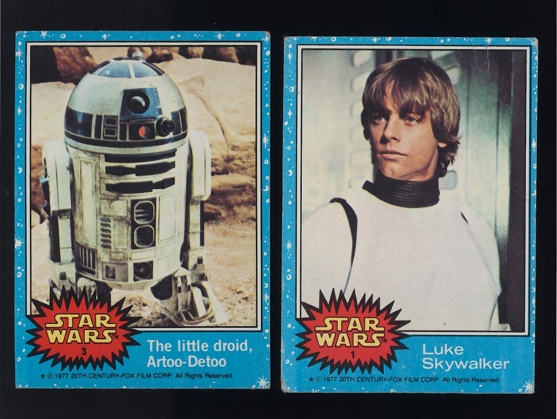 1977 Topps Star Wars Luke Skywalker #1 & R2D2 #3 (1 of 2)