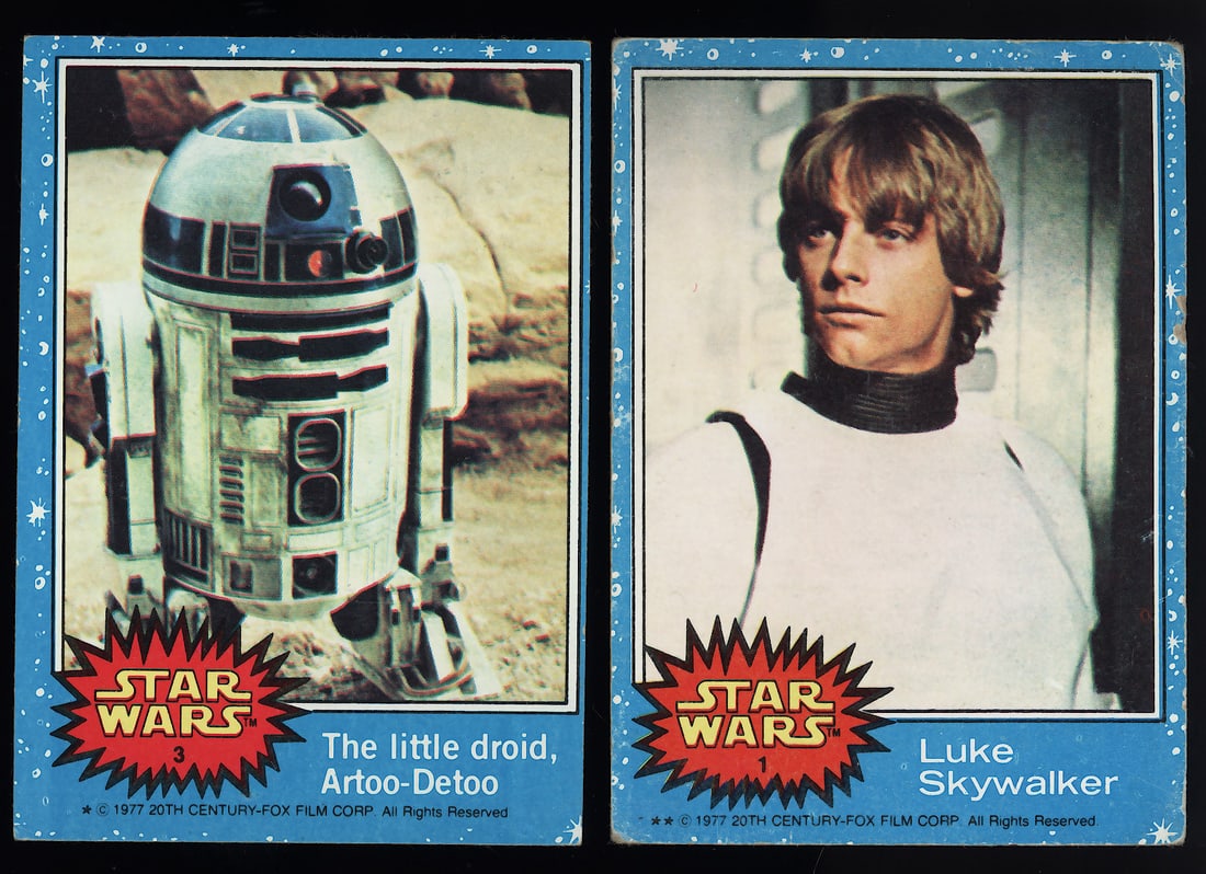 1977 Topps Star Wars Luke Skywalker #1 & R2D2 #3 (1 of 2)